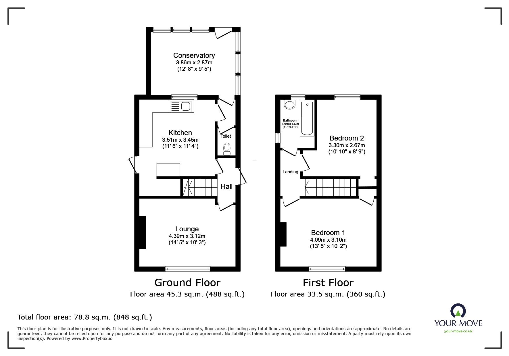 Floorplan of 2 bedroom Semi Detached House for sale, Alanbrooke, Gravesend, Kent, DA12