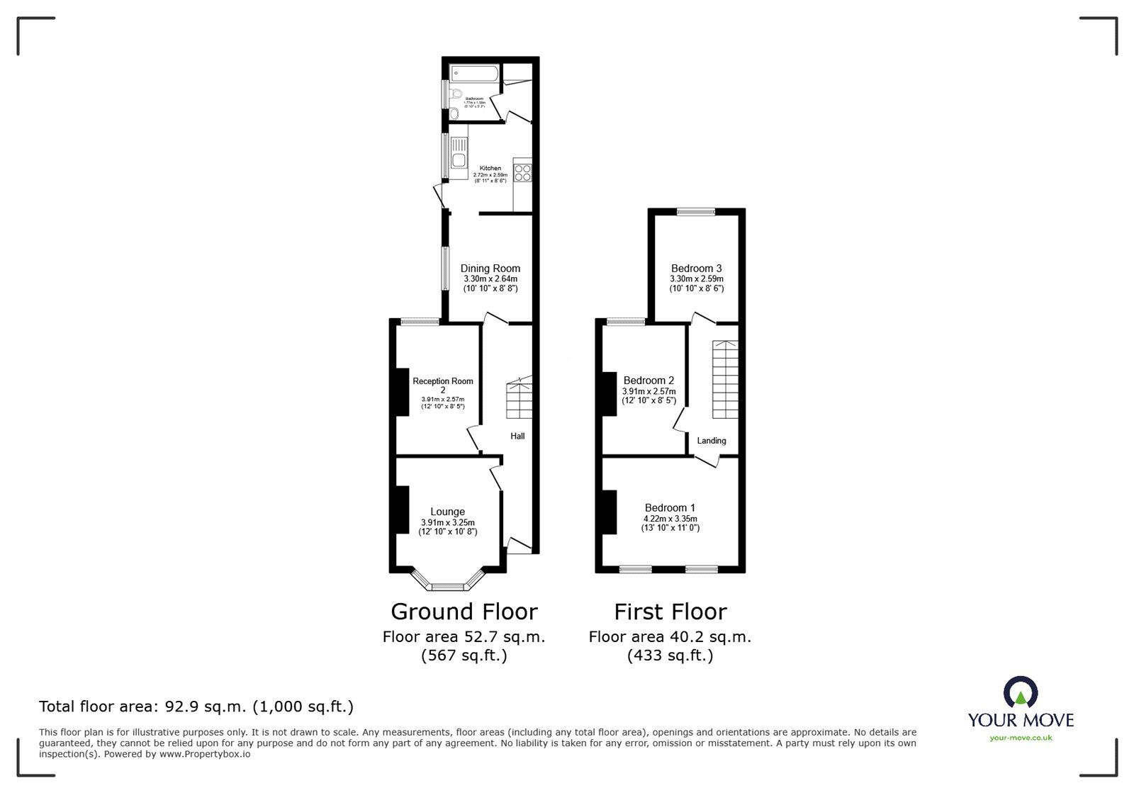 Floorplan of 3 bedroom House to rent, Old Road West, Gravesend, Kent, DA11