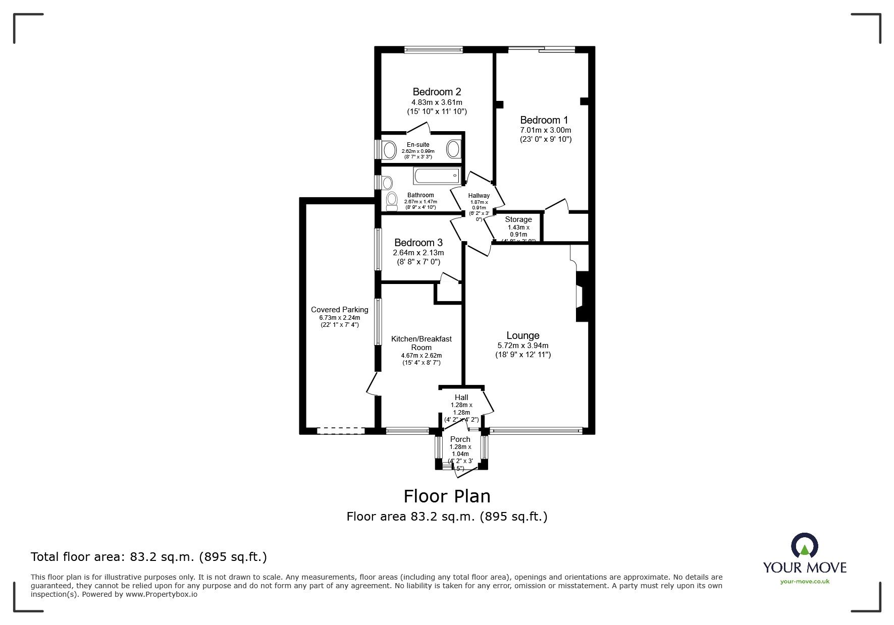 Floorplan of 3 bedroom Semi Detached Bungalow for sale, Flowerhill Way, Istead Rise, Kent, DA13