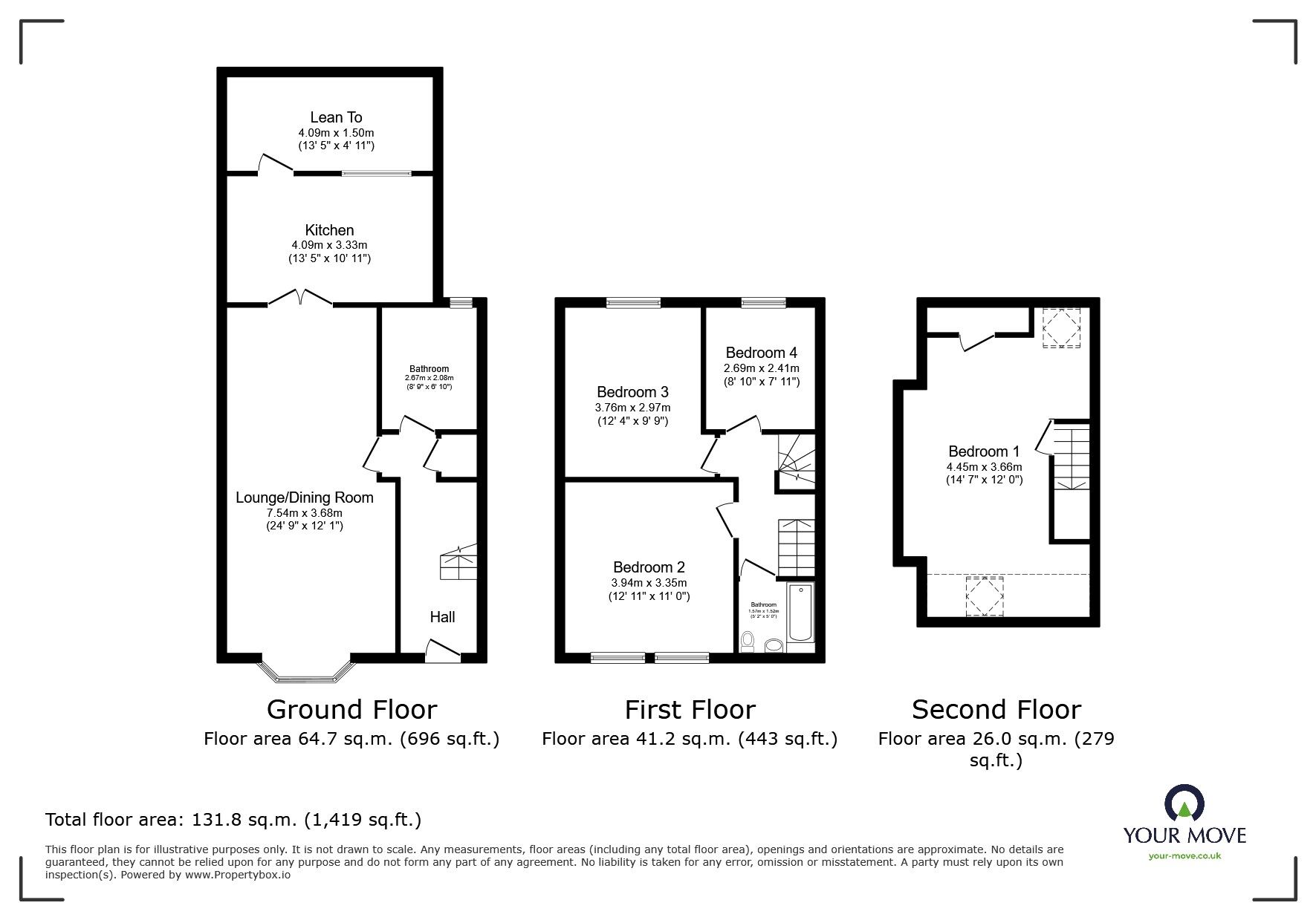 Floorplan of 4 bedroom Mid Terrace House for sale, Campbell Road, Gravesend, Kent, DA11