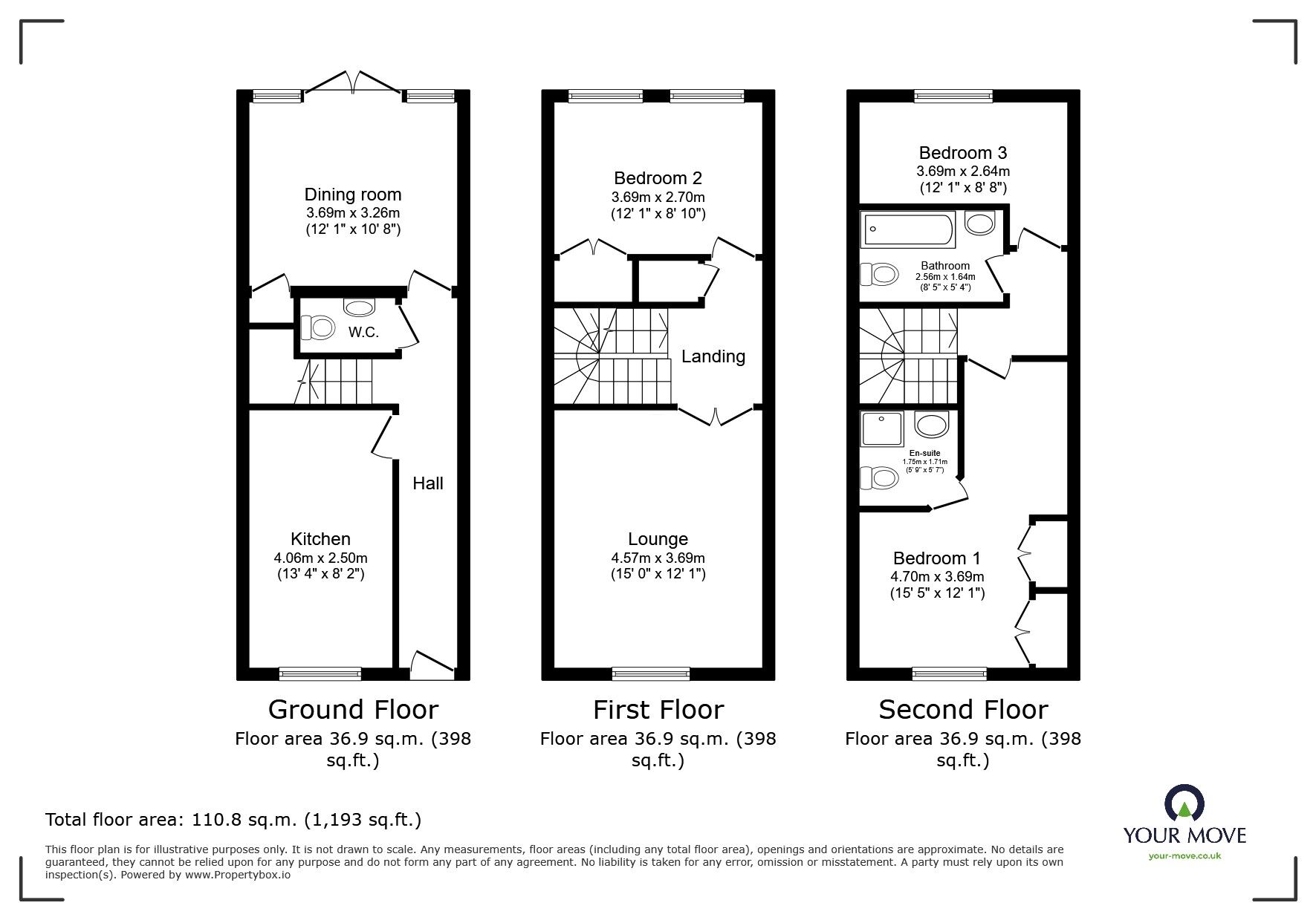 Floorplan of 3 bedroom End Terrace House for sale, Covesfield, Gravesend, Kent, DA11