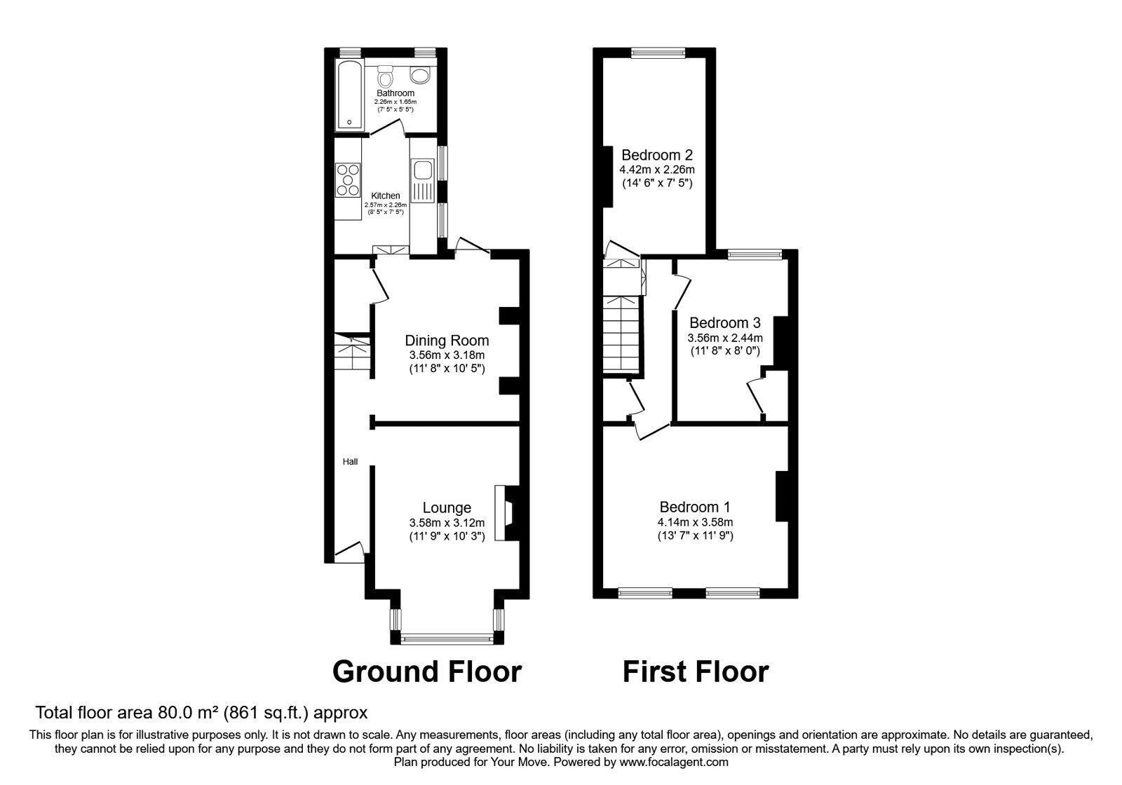 Floorplan of 3 bedroom Mid Terrace House to rent, Milton Street, Swanscombe, Kent, DA10