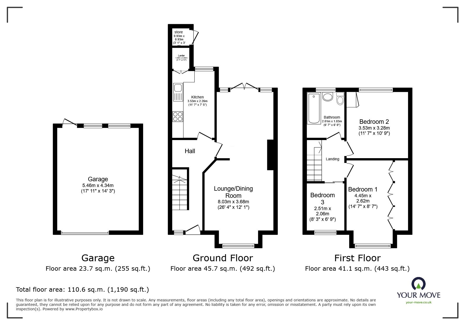 Floorplan of 3 bedroom Mid Terrace House for sale, Hollybush Road, Gravesend, Kent, DA12