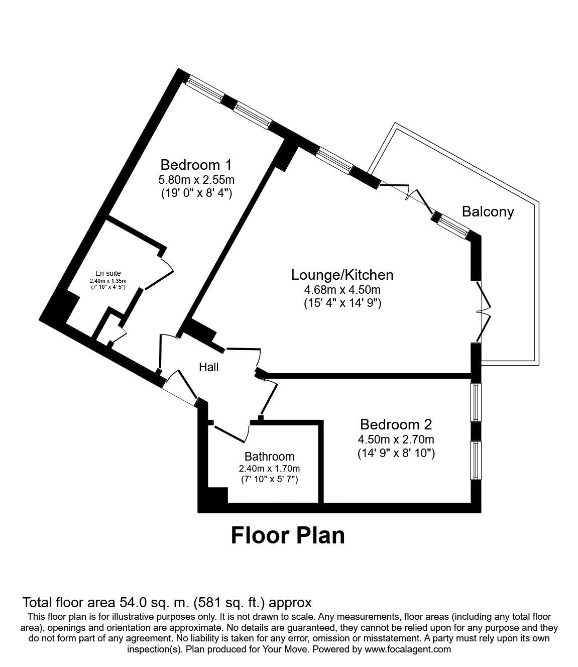 Floorplan of 2 bedroom Flat to rent, Springhead Parkway, Northfleet, Kent, DA11