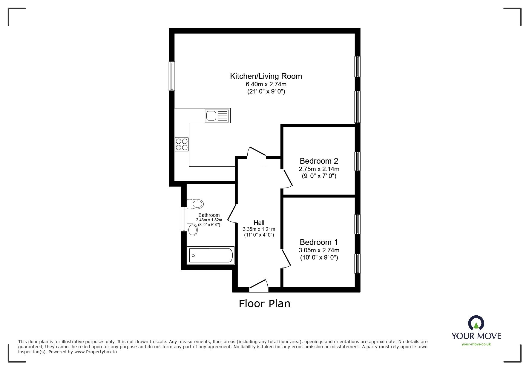 Floorplan of 2 bedroom Flat for sale, Springhead Parkway, Northfleet, Kent, DA11