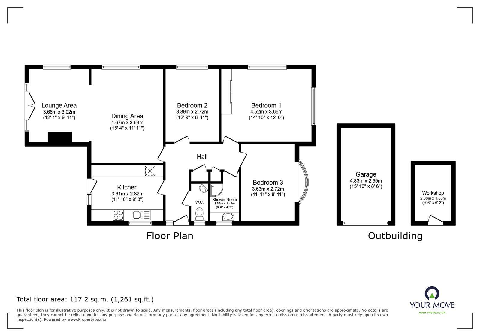 Floorplan of 3 bedroom Detached Bungalow for sale, Havisham Road, Chalk, Kent, DA12