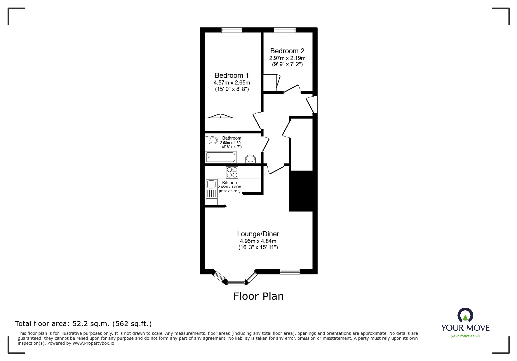 Floorplan of 2 bedroom Flat for sale, Sun Lane, Gravesend, Kent, DA12