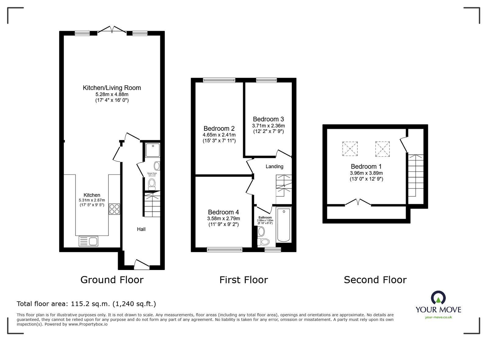 Floorplan of 4 bedroom Semi Detached House for sale, Whitehill Lane, Gravesend, Kent, DA12