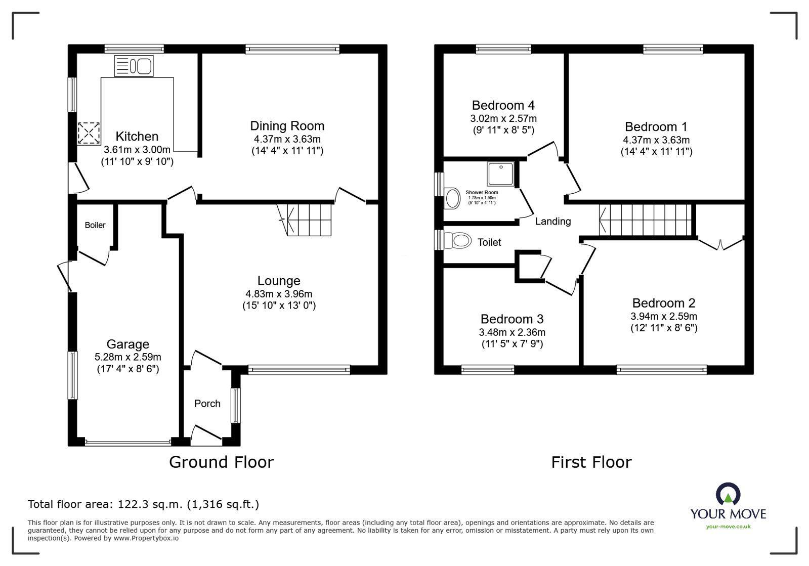 Floorplan of 4 bedroom Semi Detached House for sale, Havisham Road, Chalk, Kent, DA12