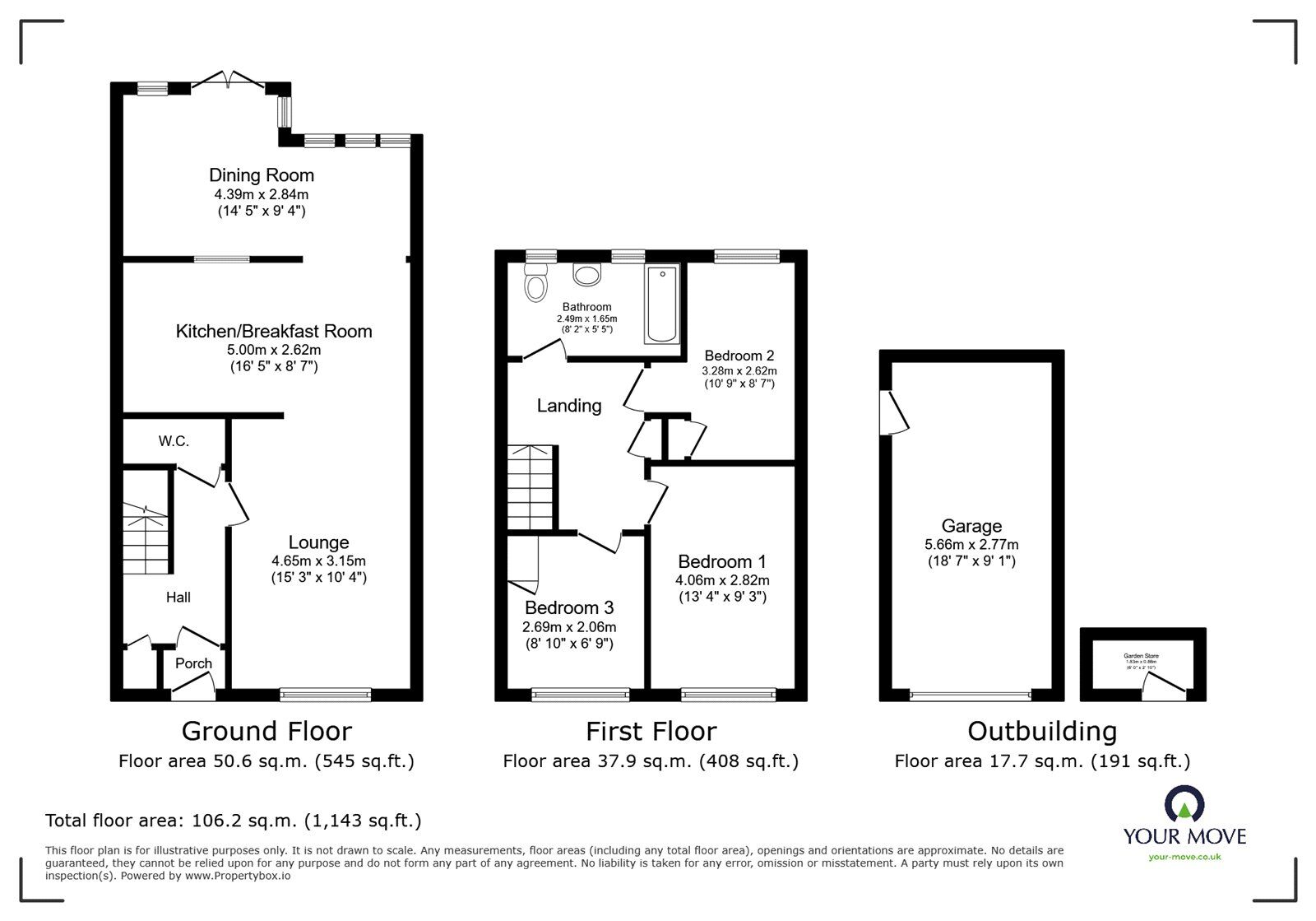 Floorplan of 3 bedroom Mid Terrace House to rent, Virginia Walk, Gravesend, Kent, DA12