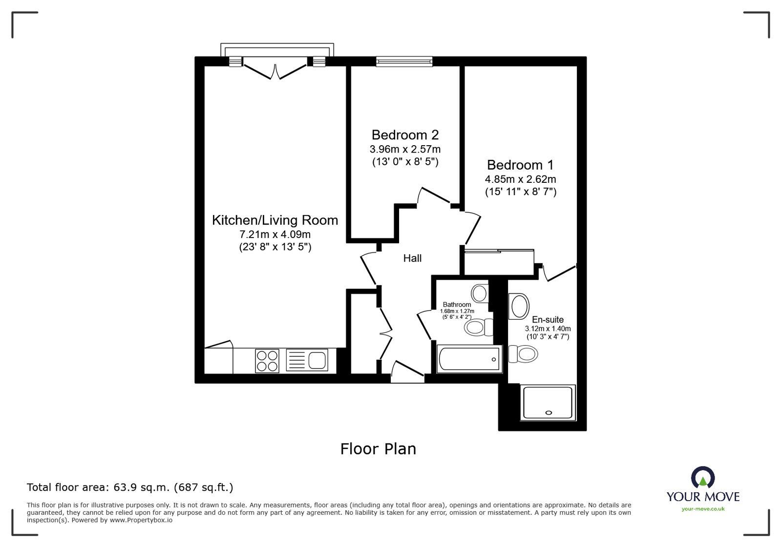 Floorplan of 2 bedroom Flat to rent, Black Eagle Drive, Northfleet, Kent, DA11