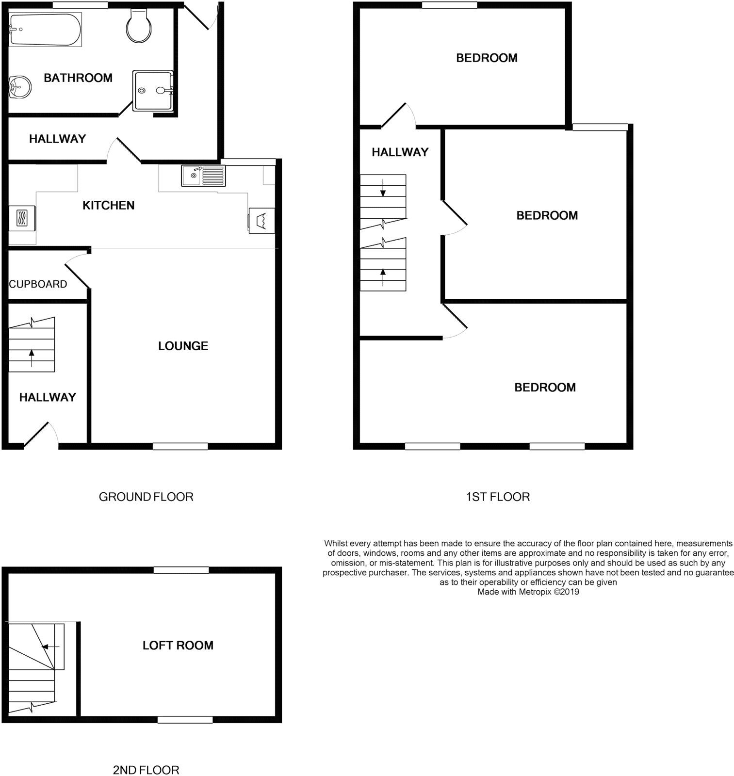 Floorplan of 3 bedroom Mid Terrace House to rent, Havelock Road, Gravesend, Kent, DA11