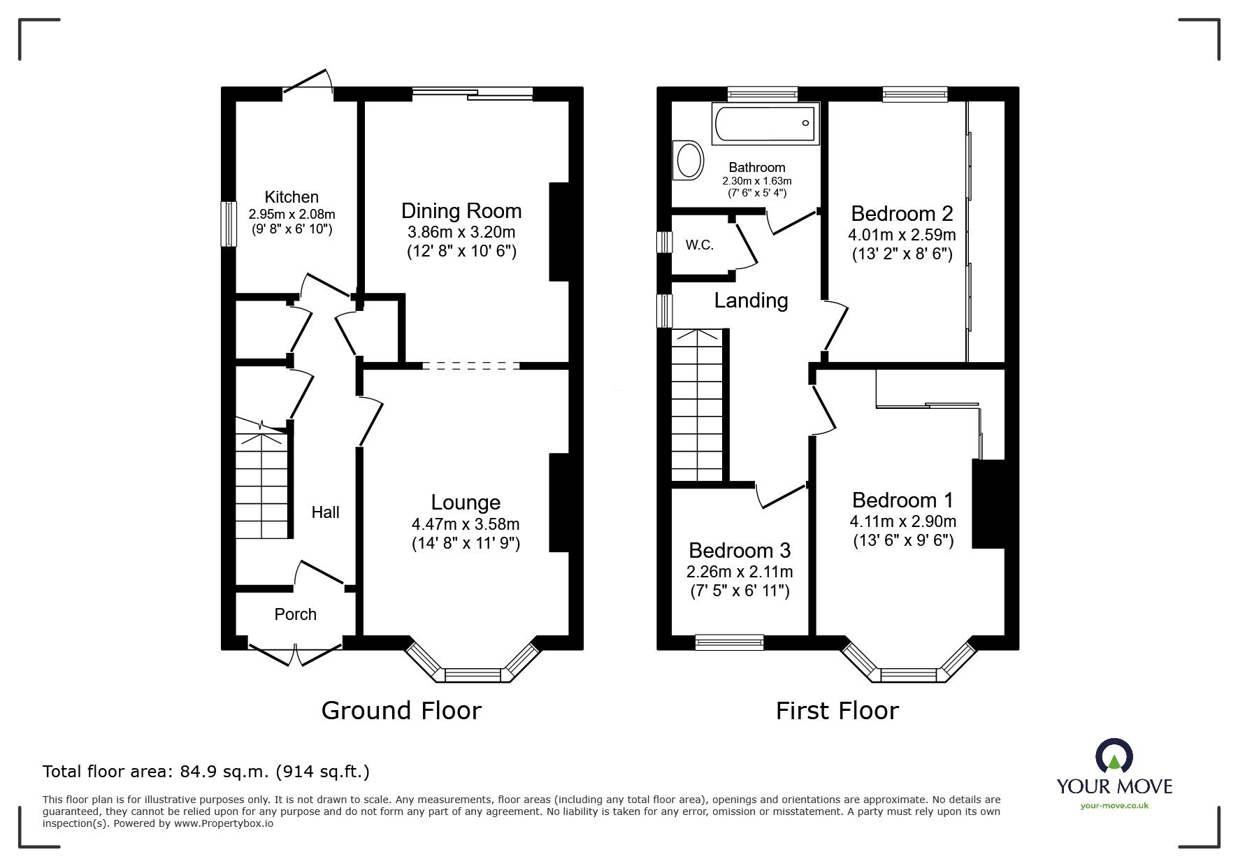 Floorplan of 3 bedroom Semi Detached House for sale, Evesham Road, Gravesend, Kent, DA12