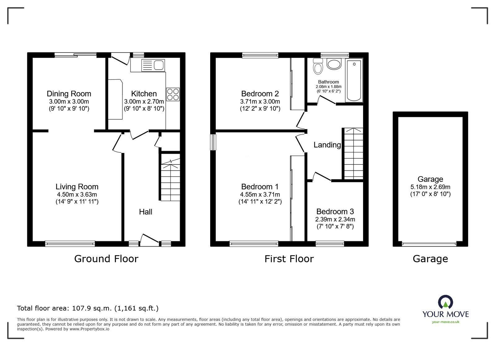 Floorplan of 3 bedroom Semi Detached House for sale, Cerne Road, Gravesend, Kent, DA12