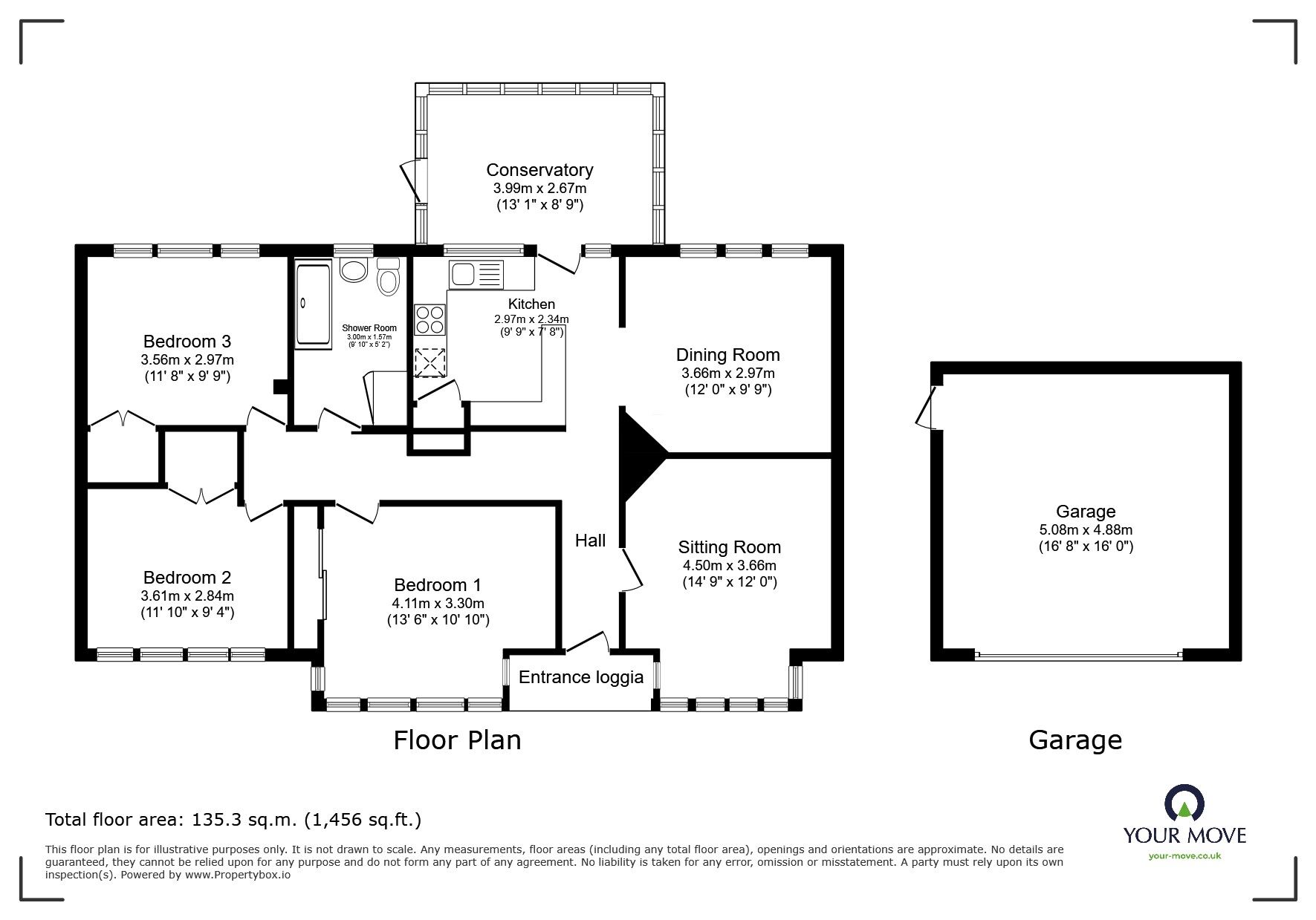 Floorplan of 3 bedroom Detached Bungalow for sale, Valley Road, Church End, Fawkham, Kent, DA3