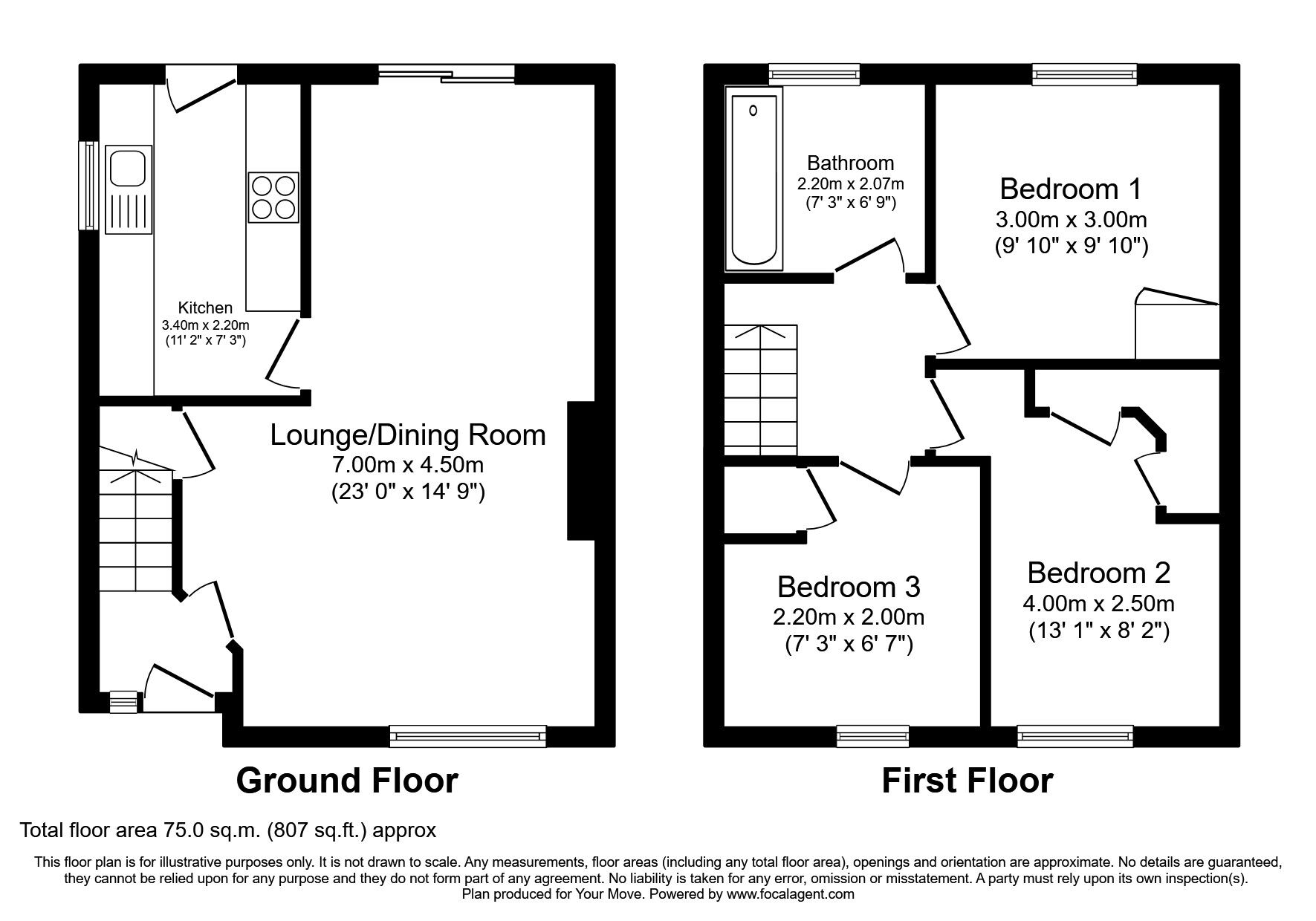 Floorplan of 3 bedroom Semi Detached House to rent, Balfron Crescent, Hamilton, Lanarkshire, ML3