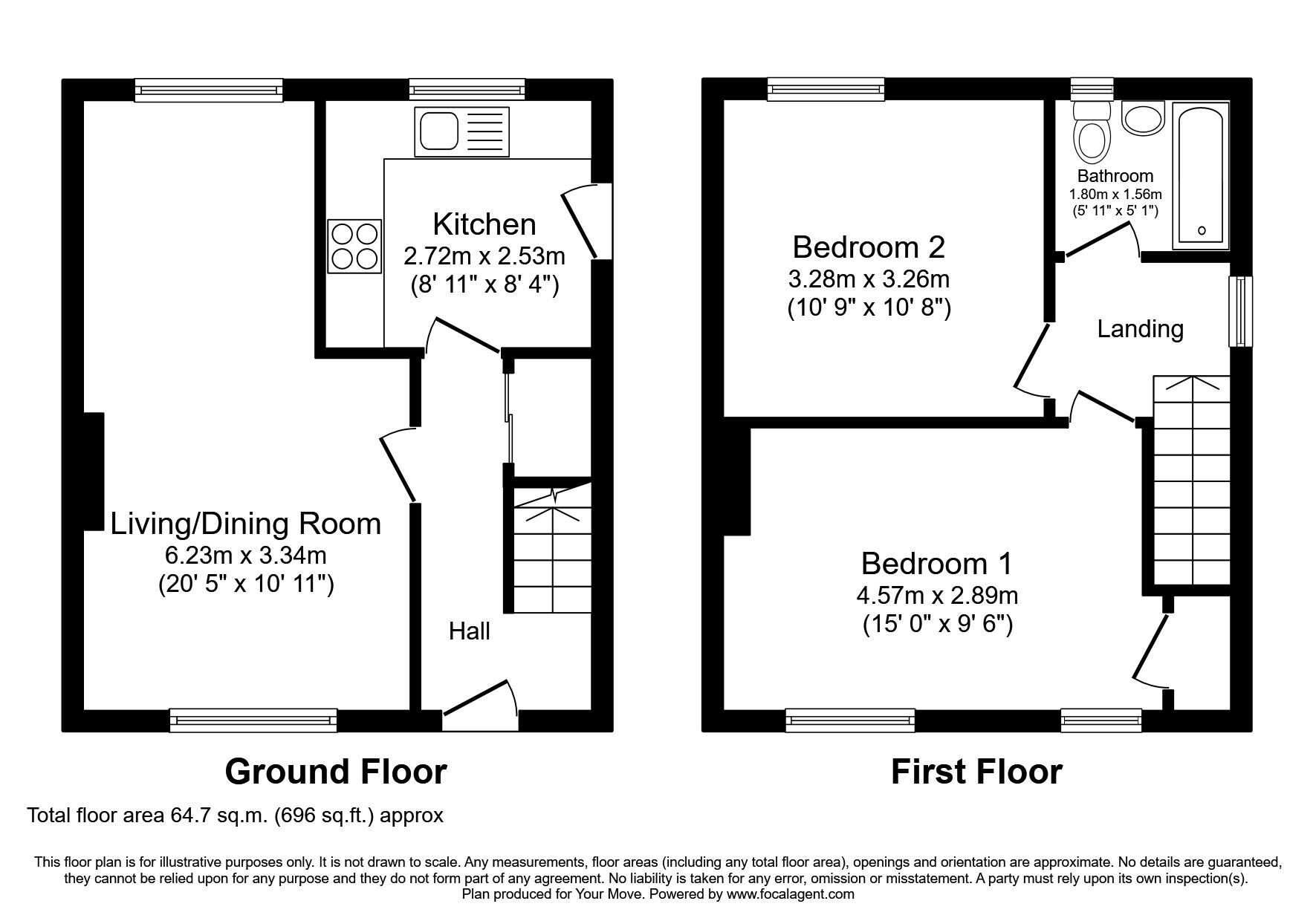 Floorplan of 2 bedroom Semi Detached House to rent, Woodside Avenue, Thornliebank, Glasgow, G46