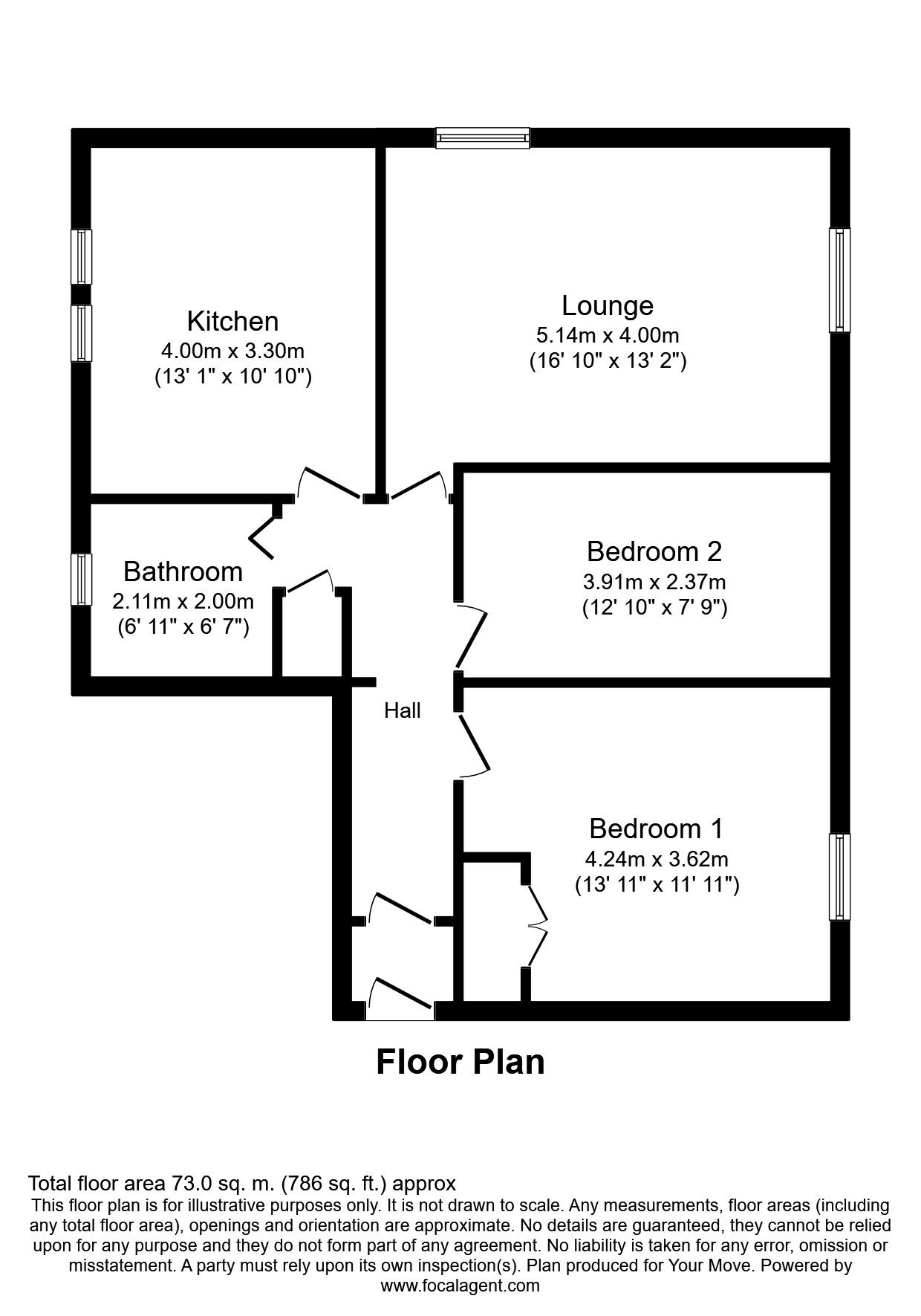 Floorplan of 2 bedroom  Flat to rent, Sutherland Crescent, Hamilton, Lanarkshire, ML3