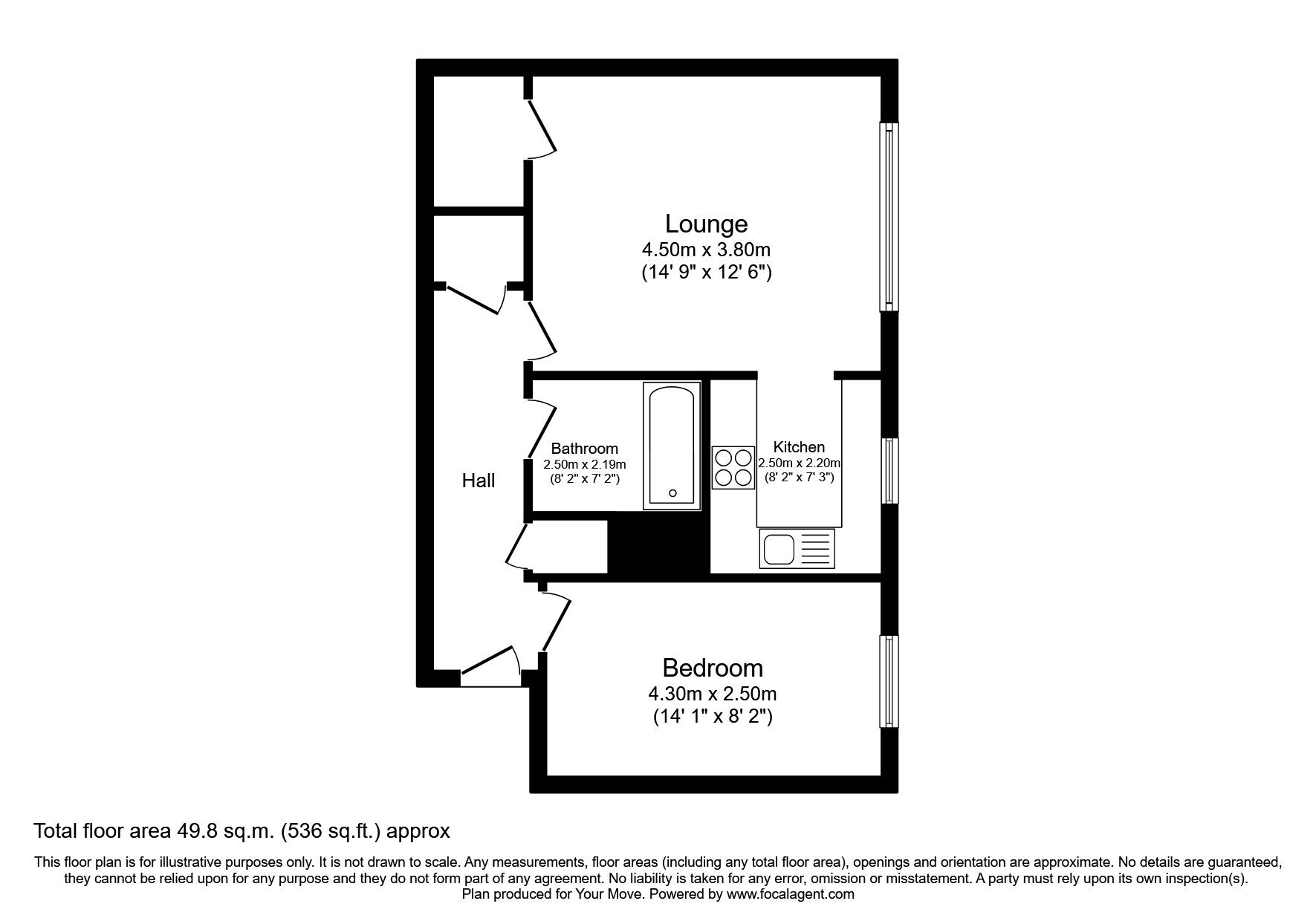 Floorplan of 1 bedroom  Flat to rent, Clyde Tower, East Kilbride, Glasgow, G74