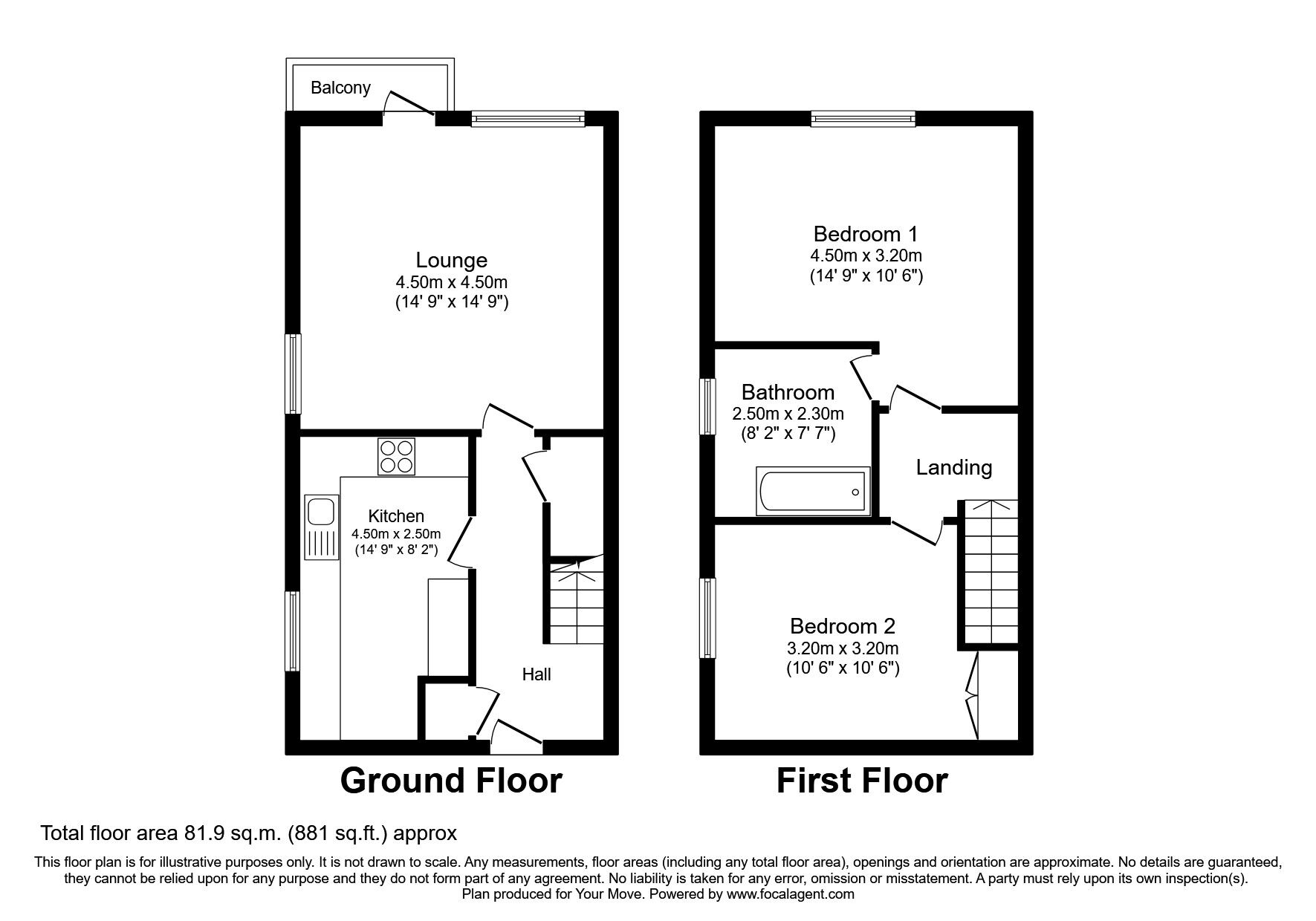 Floorplan of 2 bedroom  Flat to rent, Kelvin Gardens, Hamilton, Lanarkshire, ML3