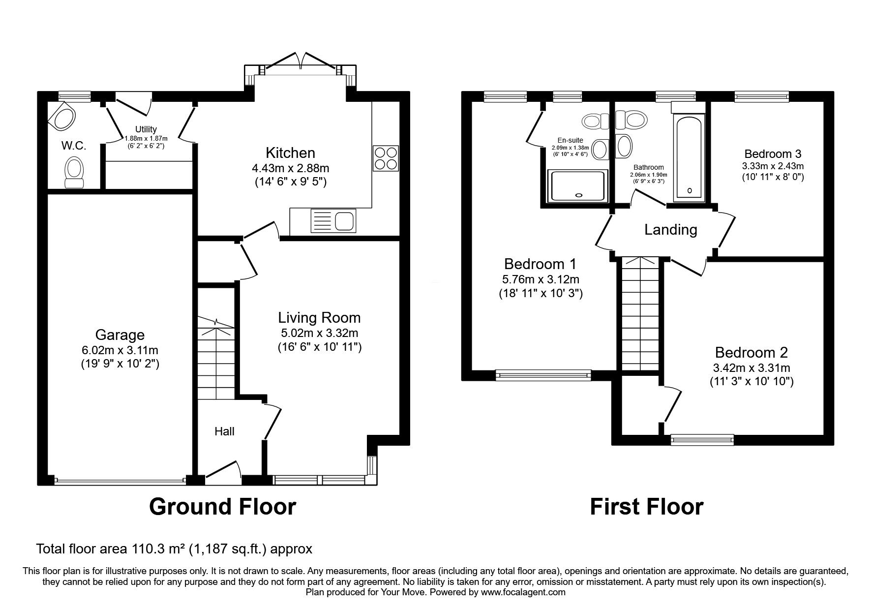 Floorplan of 3 bedroom Detached House for sale, Templegill Crescent, Wishaw, ML2