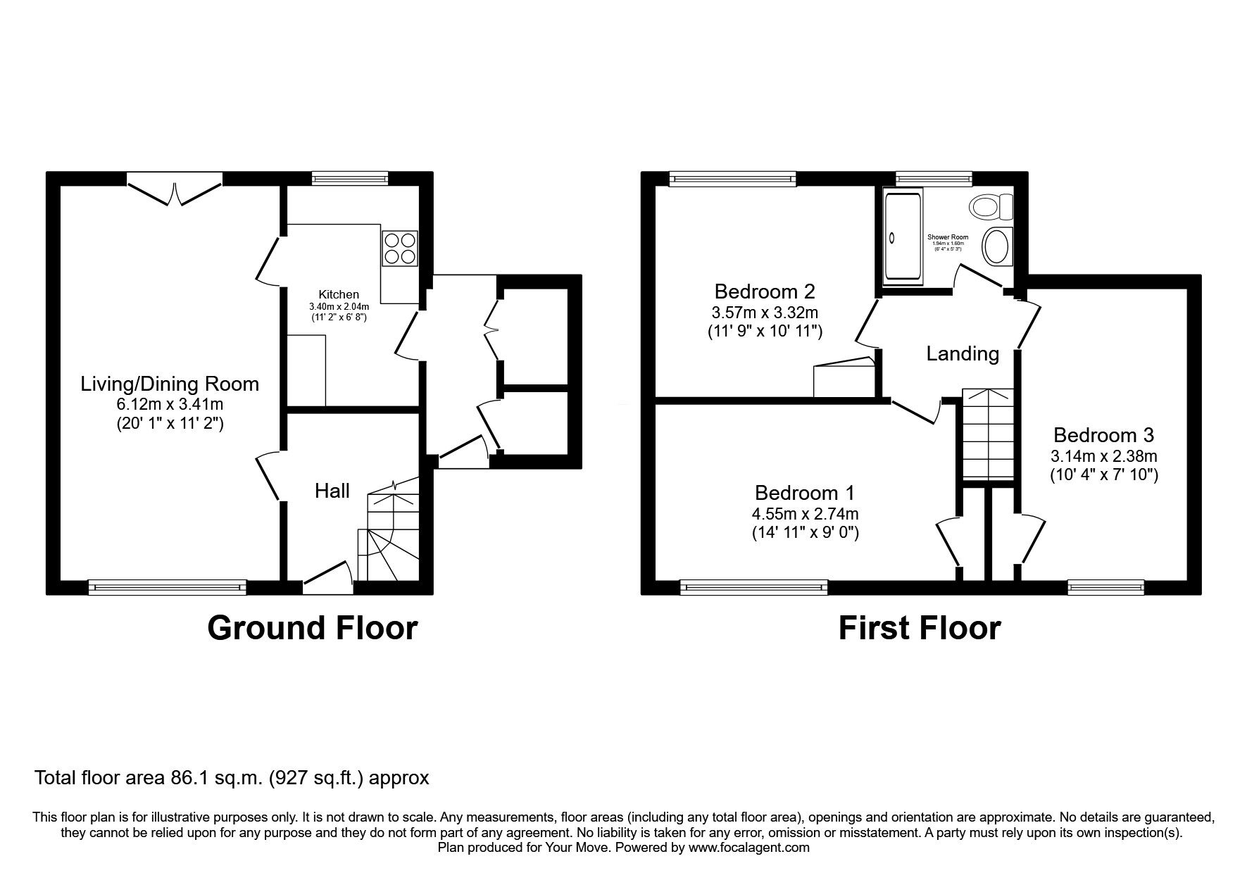 Floorplan of 3 bedroom Mid Terrace House for sale, Inchcolm Place, East Kilbride, South Lanarkshire, G74