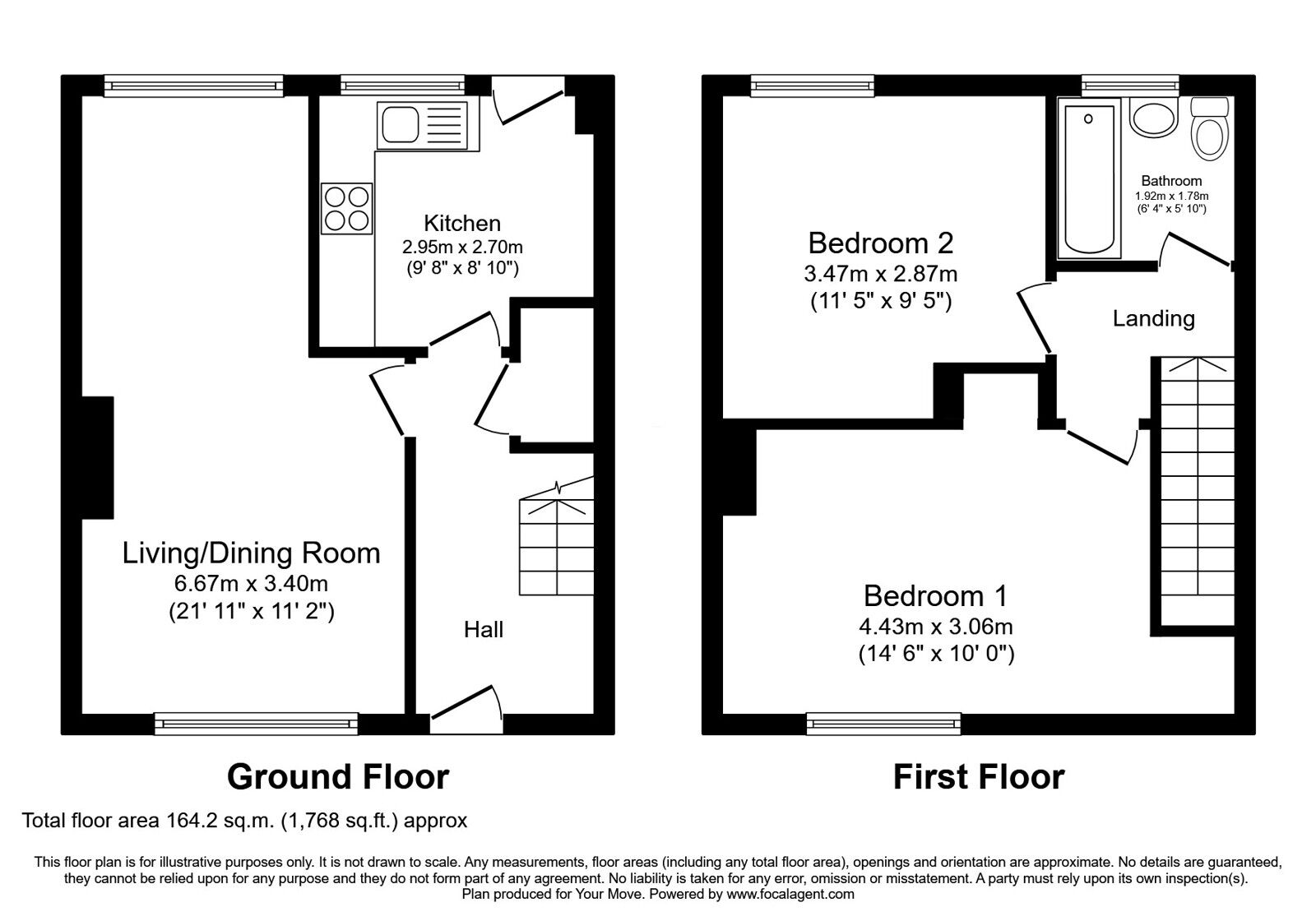 Floorplan of 2 bedroom Mid Terrace House for sale, Kirktonholme Road, East Kilbride, South Lanarkshire, G74