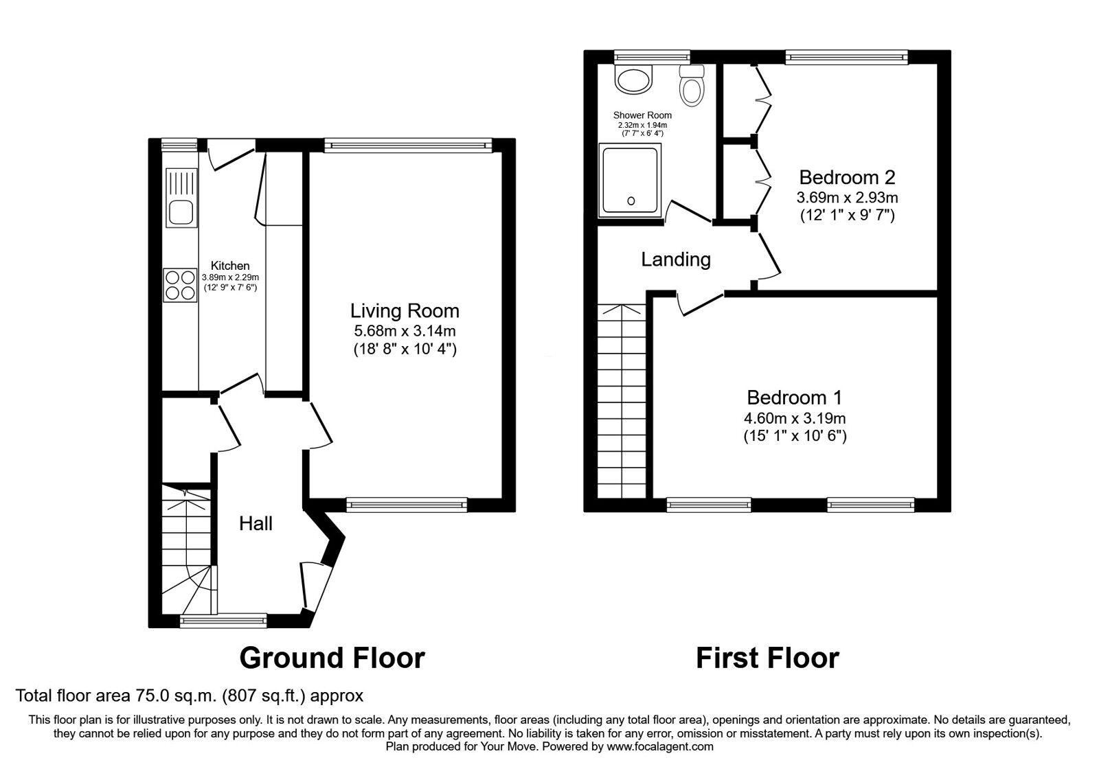 Floorplan of 2 bedroom End Terrace House for sale, St. Andrews Drive, Hamilton, South Lanarkshire, ML3