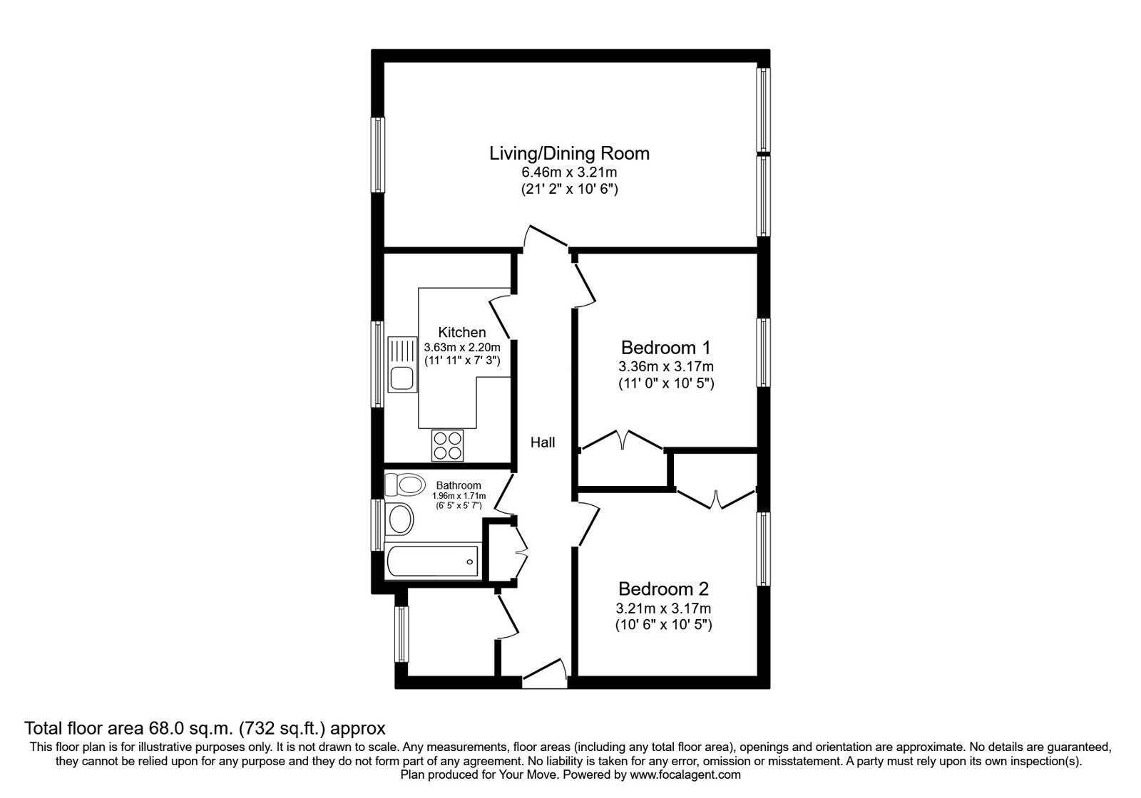 Floorplan of 2 bedroom  Flat for sale, Talbot, East Kilbride, South Lanarkshire, G74