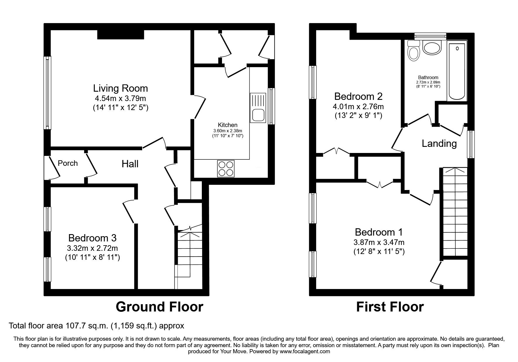 Floorplan of 3 bedroom Semi Detached House for sale, Comely Bank, Hamilton, South Lanarkshire, ML3