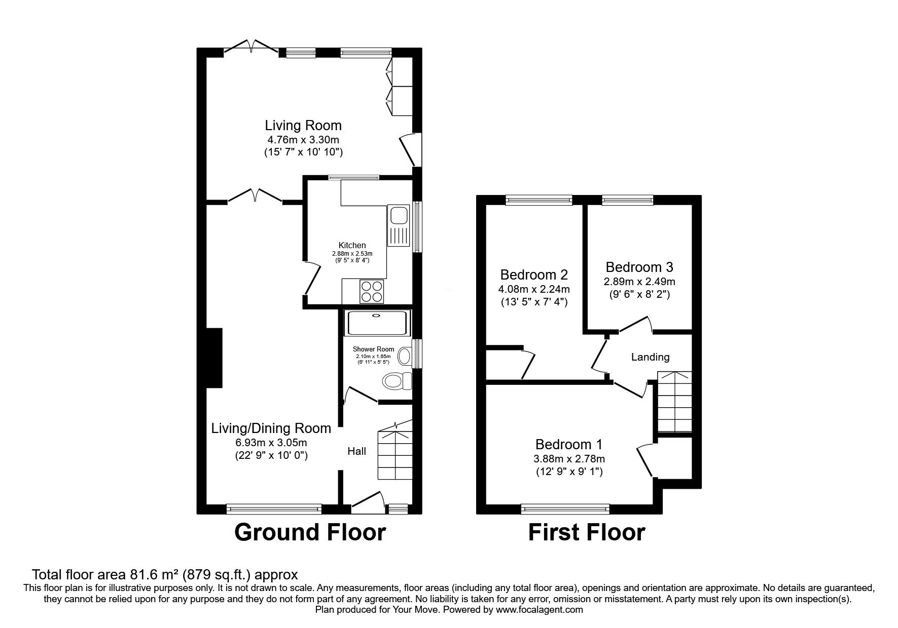 Floorplan of 3 bedroom Semi Detached House for sale, Wellhall Road, Hamilton, South Lanarkshire, ML3