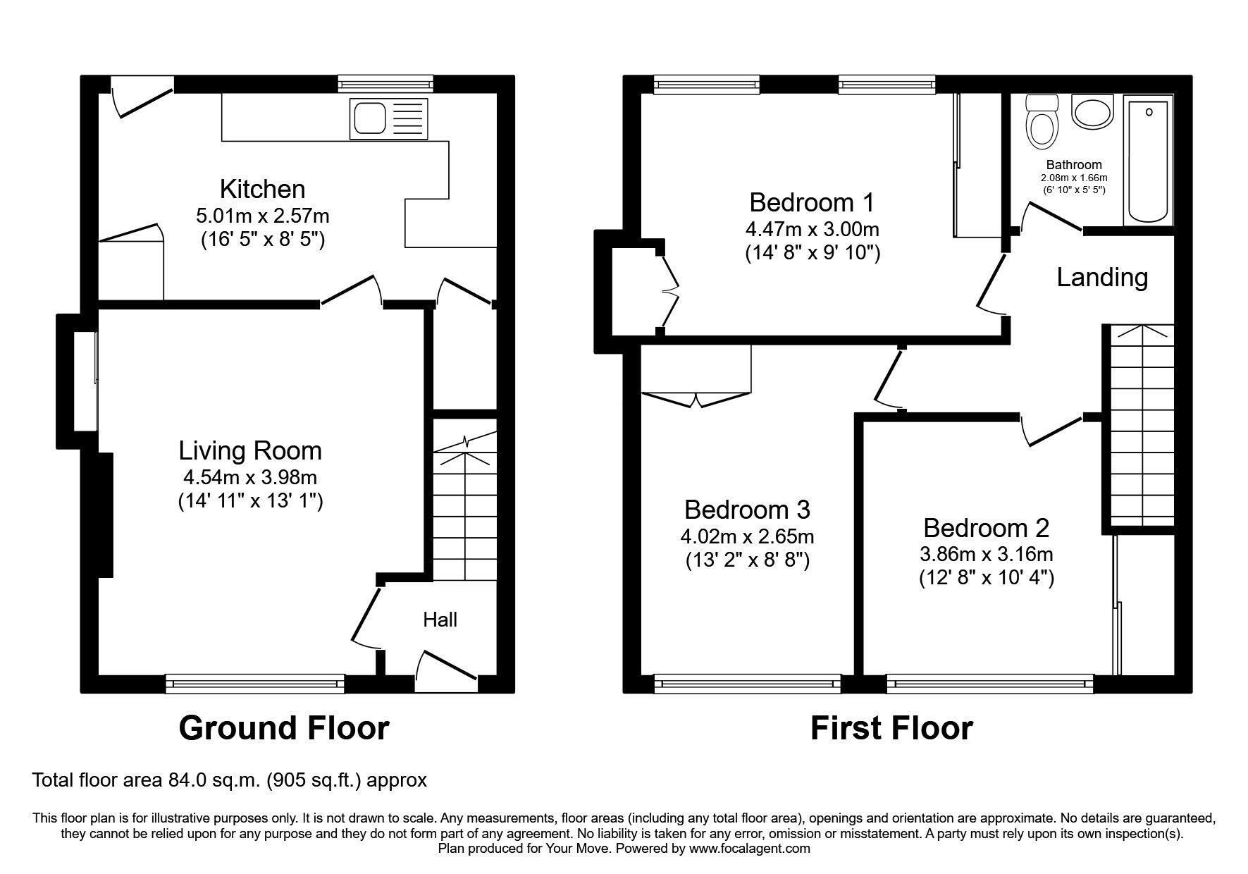 Floorplan of 3 bedroom Mid Terrace House for sale, Cowan Wilson Avenue, Blantyre, South Lanarkshire, G72