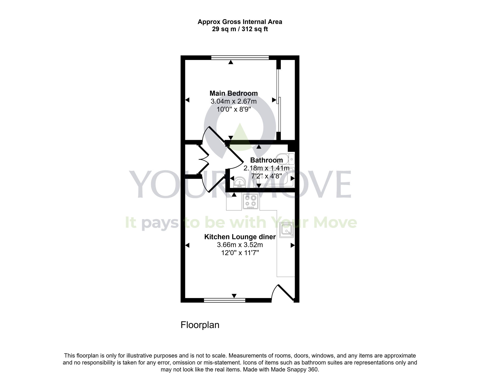 Floorplan of 1 bedroom Flat for sale, Hareleeshill Road, Larkhall, South Lanarkshire, ML9