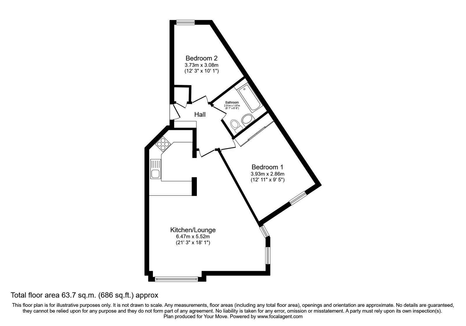 Floorplan of 2 bedroom  Flat for sale, Mavisbank Gardens, Glasgow, Glasgow City, G51