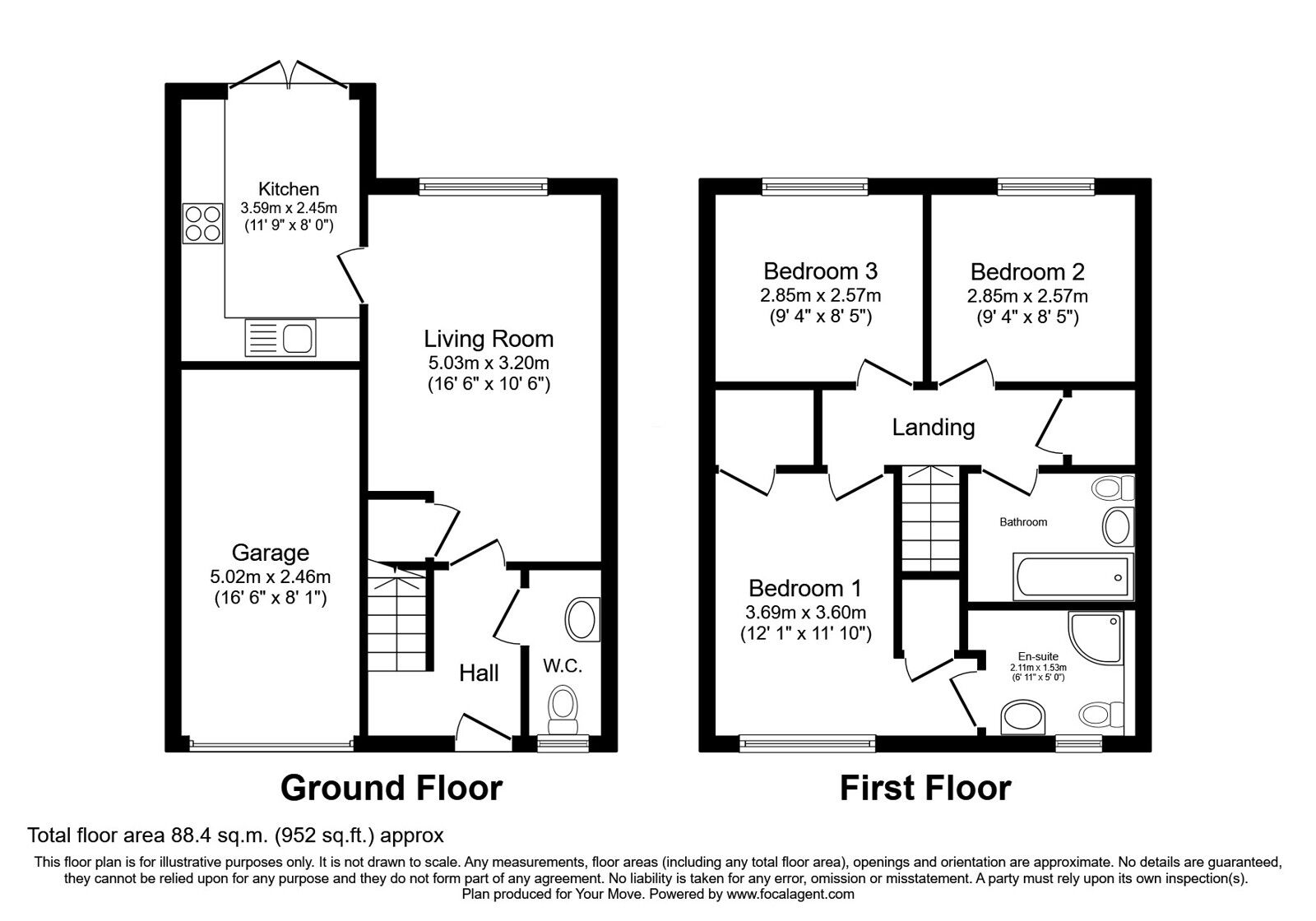 Floorplan of 3 bedroom Semi Detached House for sale, Aquitania Crescent, Larkhall, South Lanarkshire, ML9