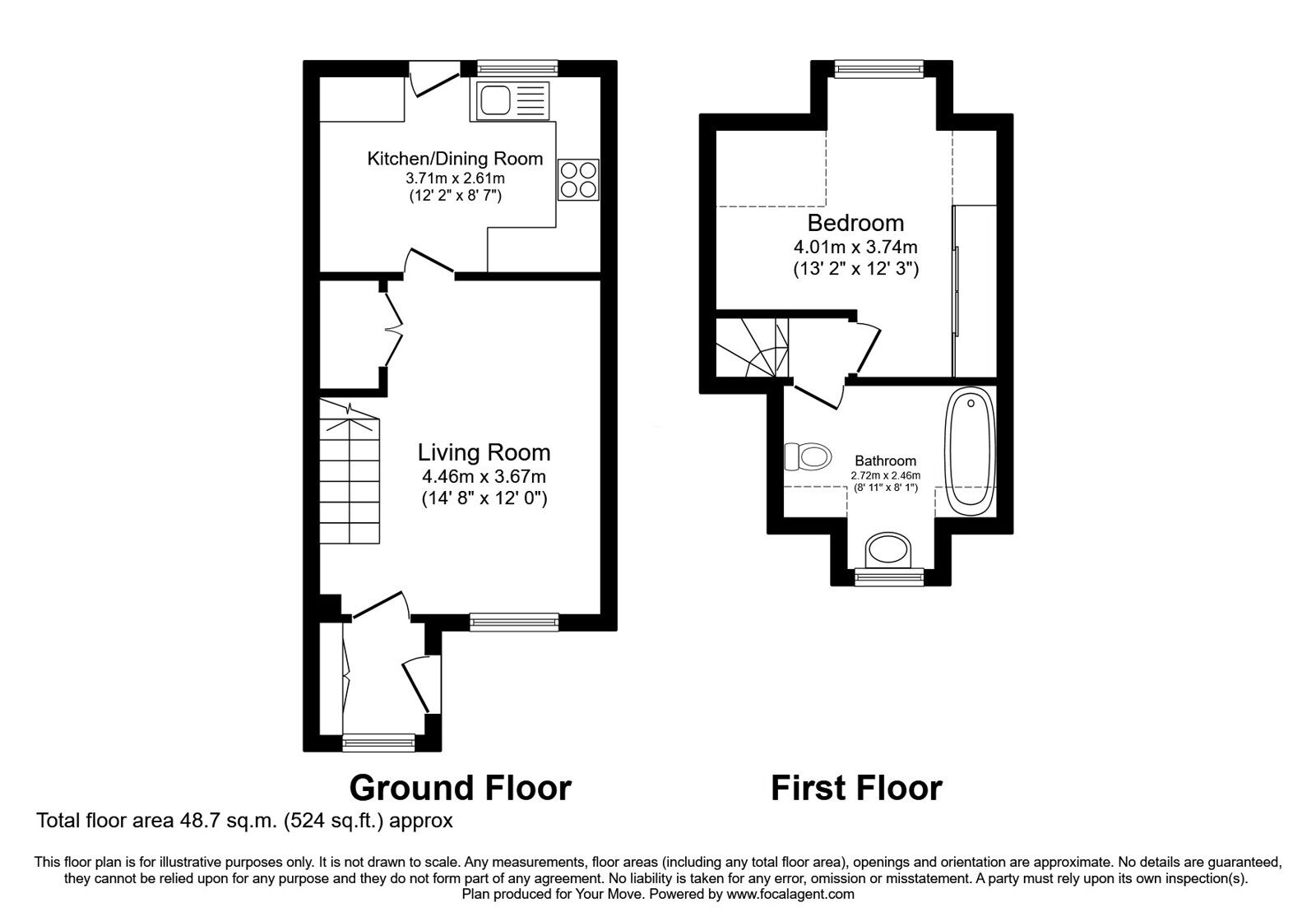 Floorplan of 1 bedroom Mid Terrace House for sale, Lockhart Street, Stonehouse, South Lanarkshire, ML9