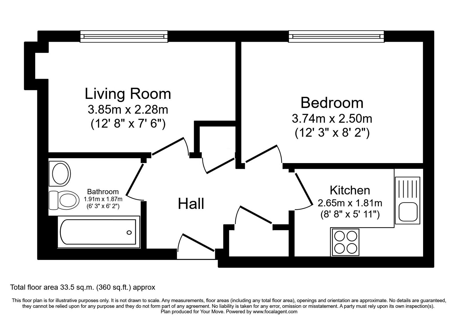Floorplan of 1 bedroom  Flat for sale, Quarry Street, Hamilton, South Lanarkshire, ML3