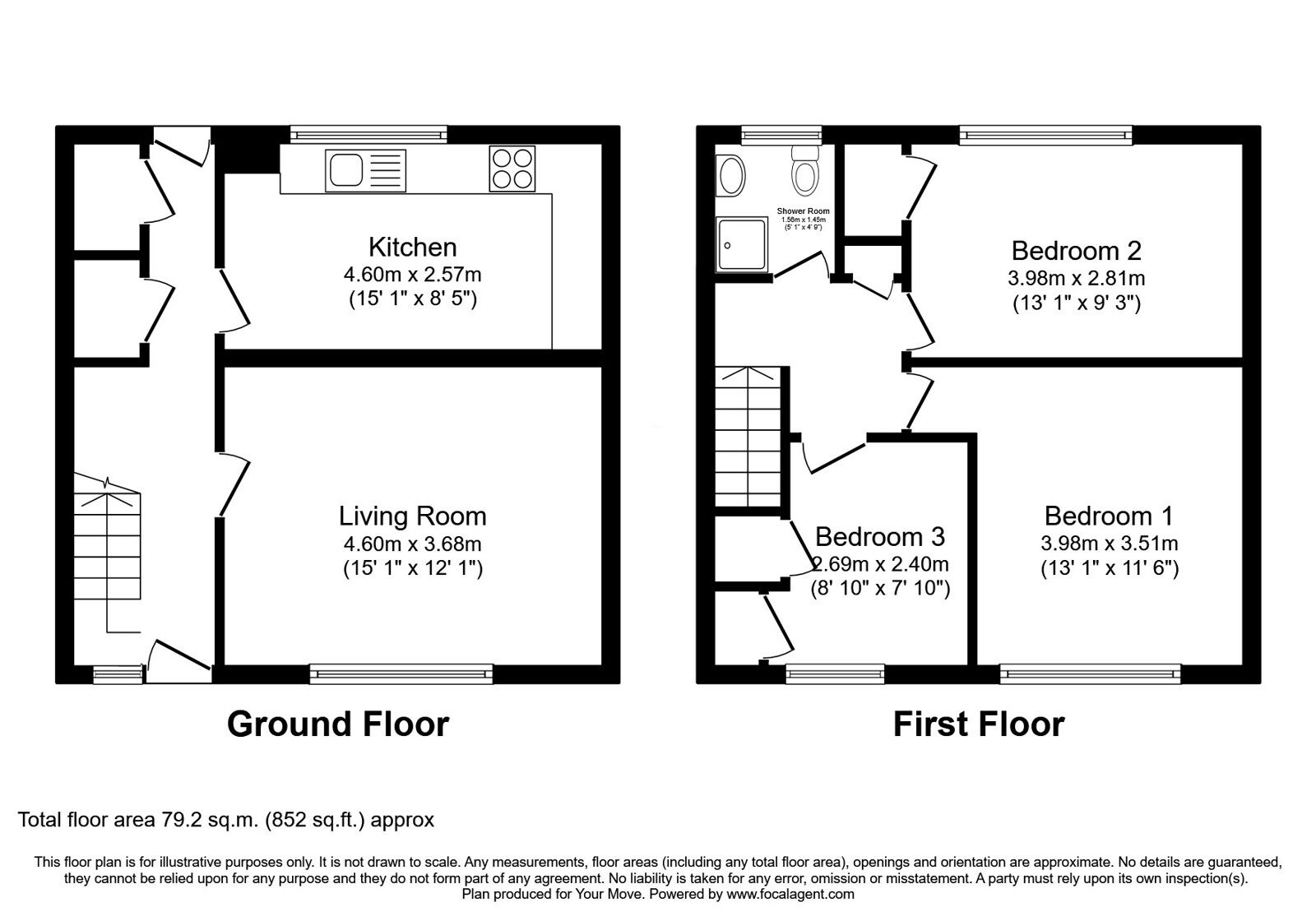 Floorplan of 3 bedroom Mid Terrace House for sale, Loch Shin, East Kilbride, South Lanarkshire, G74
