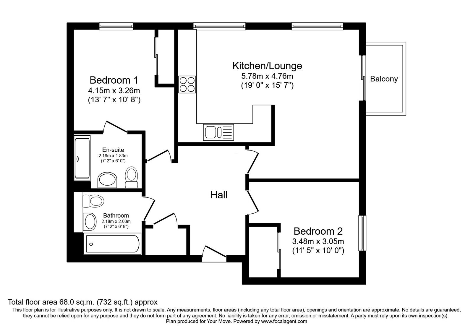 Floorplan of 2 bedroom  Flat for sale, Blackbraes Avenue, East Kilbride, South Lanarkshire, G74