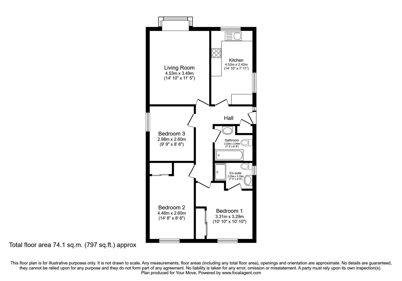 Floorplan of 3 bedroom Detached Bungalow for sale, Nursery Drive, Ashgill, South Lanarkshire, ML9