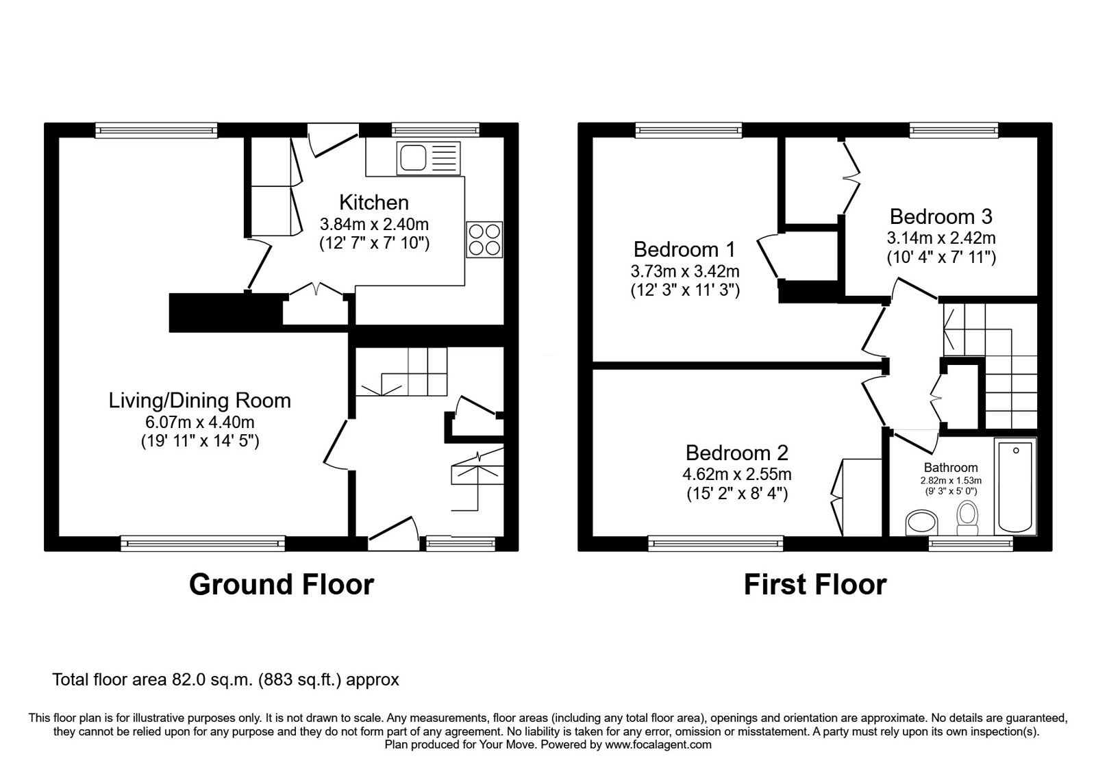 Floorplan of 3 bedroom Mid Terrace House for sale, Ayton Park North, East Kilbride, South Lanarkshire, G74