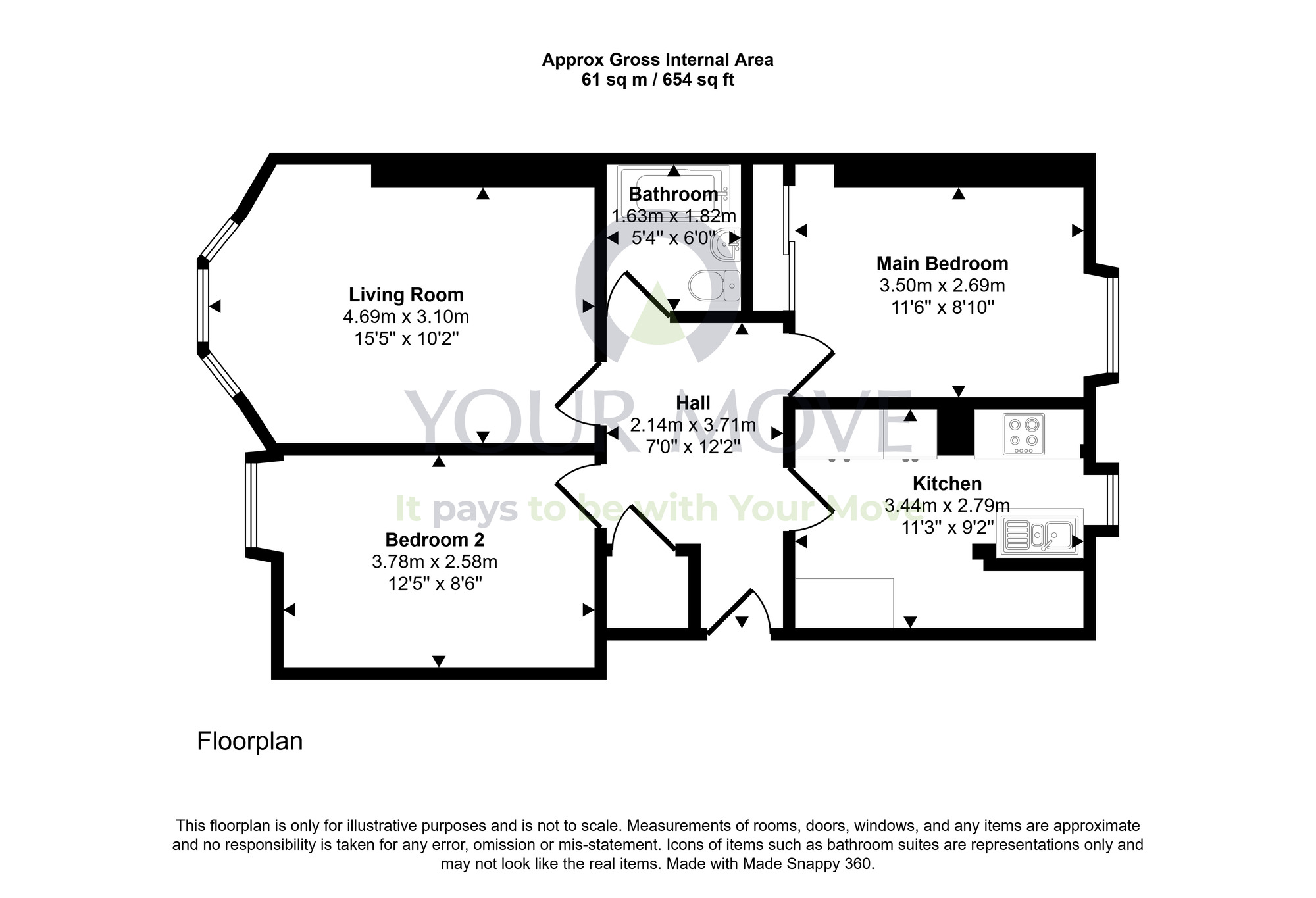 Floorplan of 2 bedroom Flat for sale, Burnbank Road, Hamilton, South Lanarkshire, ML3