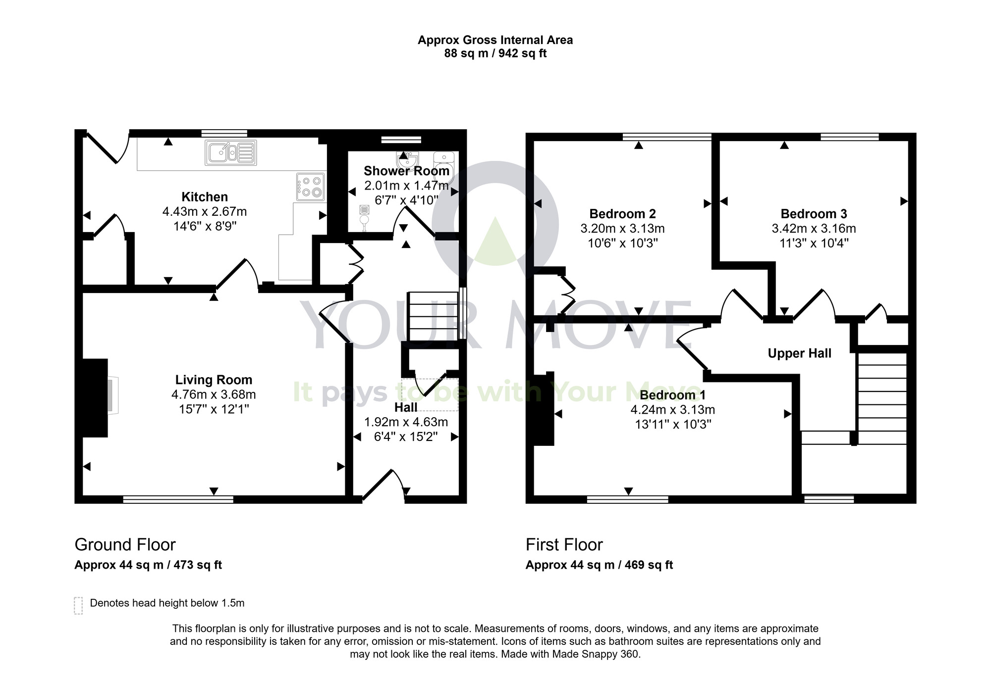 Floorplan of 3 bedroom Semi Detached House for sale, Woodfoot Road, Hamilton, South Lanarkshire, ML3