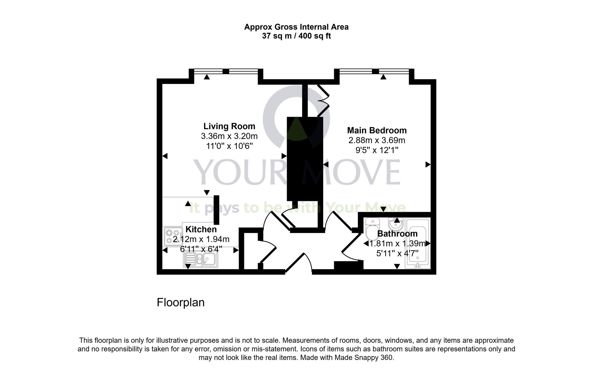 Floorplan of 1 bedroom Flat for sale, Boyd Street, Largs, North Ayrshire, KA30