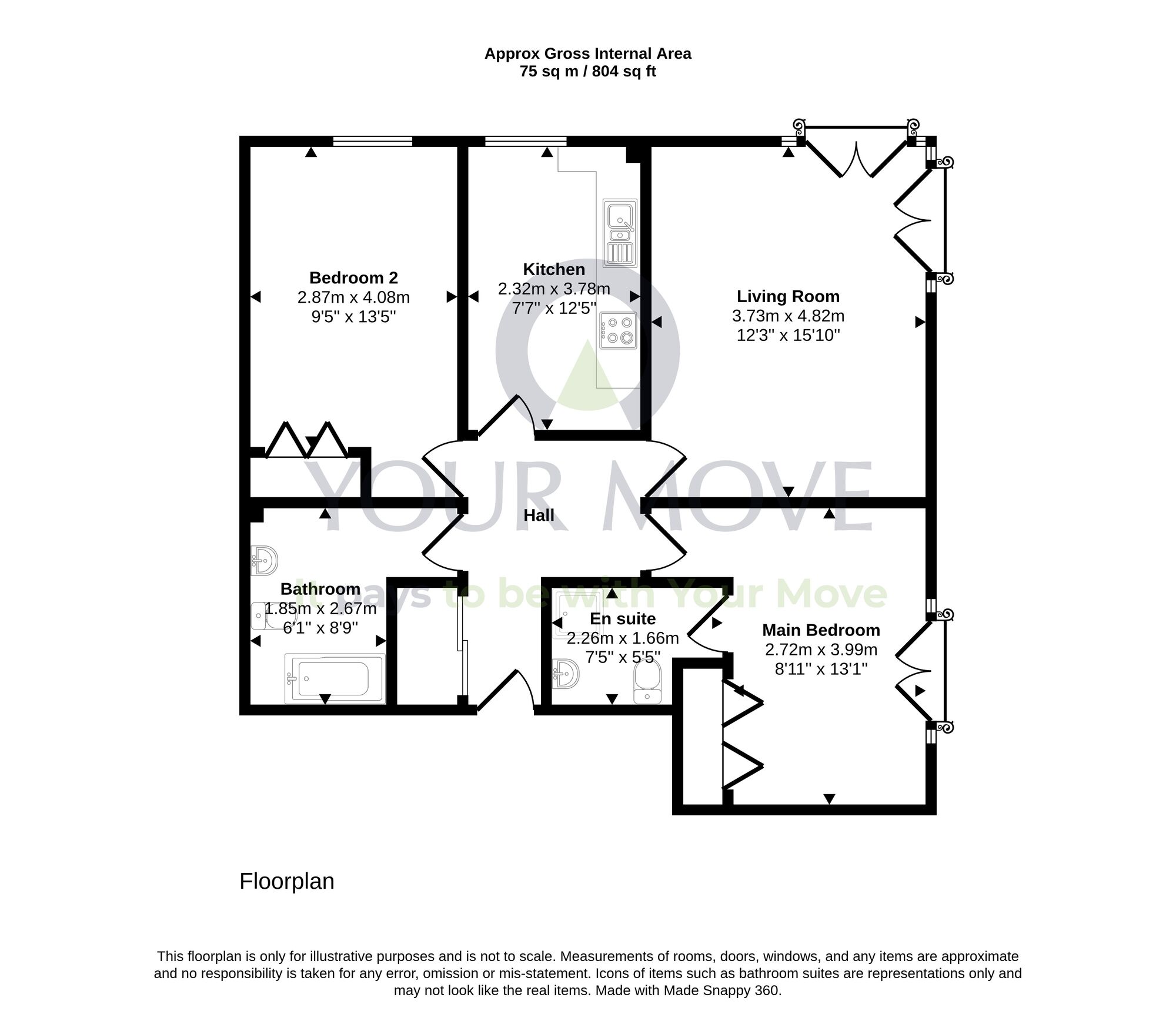Floorplan of 2 bedroom Flat for sale, May Wynd, Hamilton, South Lanarkshire, ML3