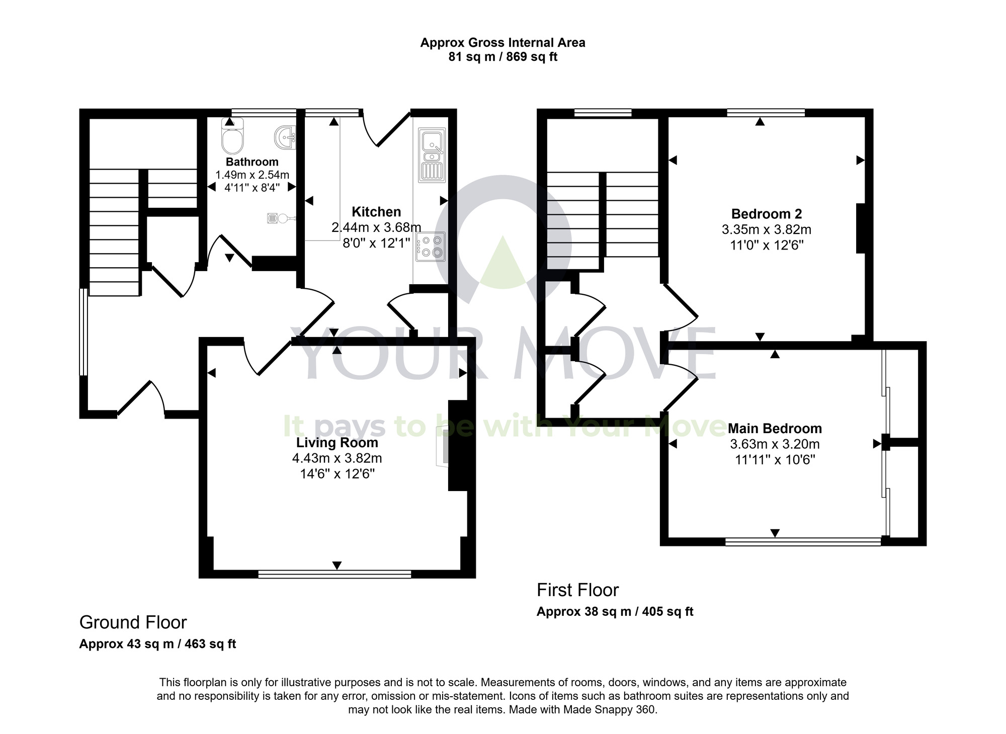 Floorplan of 2 bedroom End Terrace House for sale, Gleddoch Road, Glasgow, Glasgow City, G52