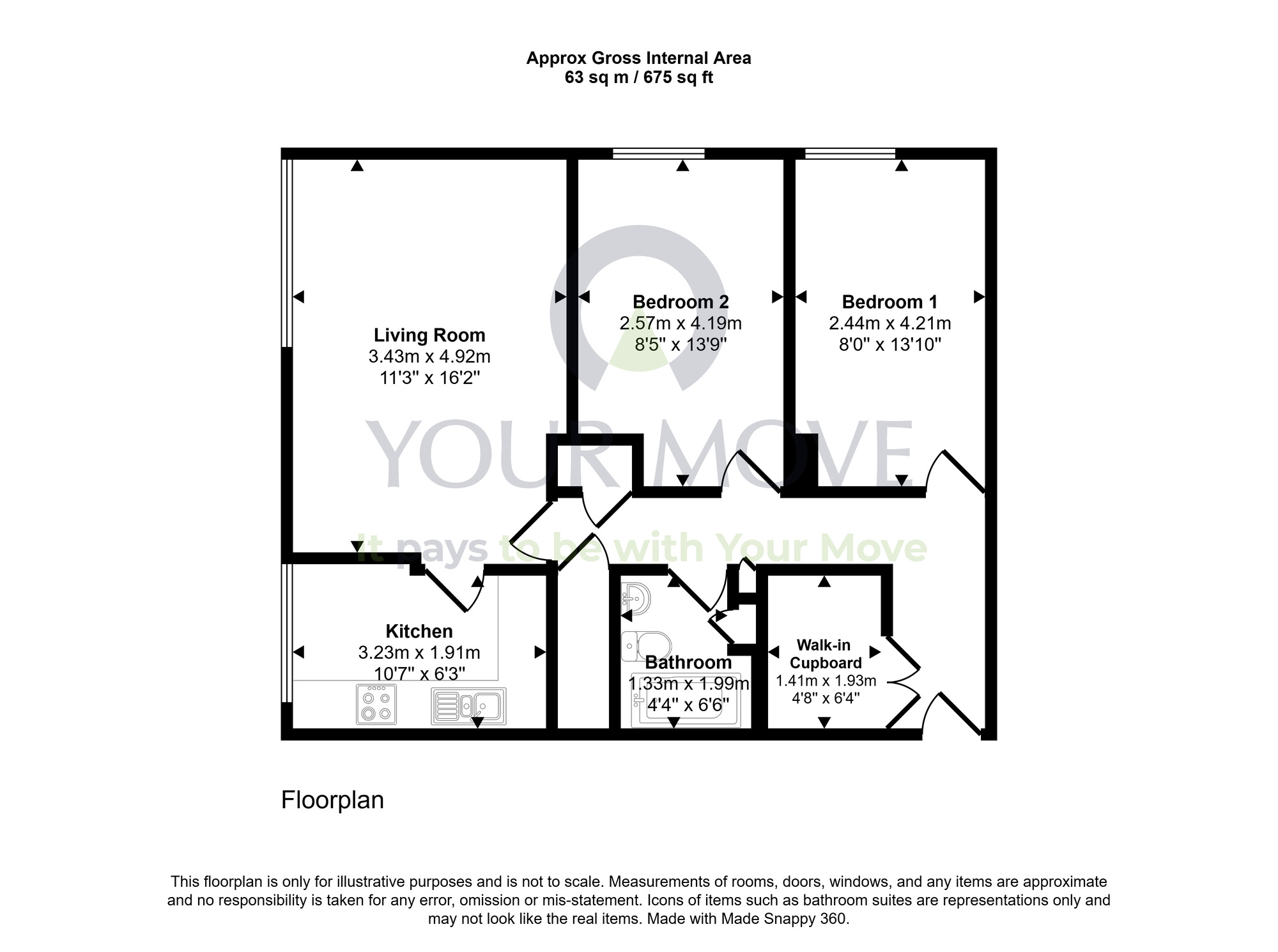 Floorplan of 2 bedroom Flat for sale, Dunlop Tower, East Kilbride, South Lanarkshire, G75