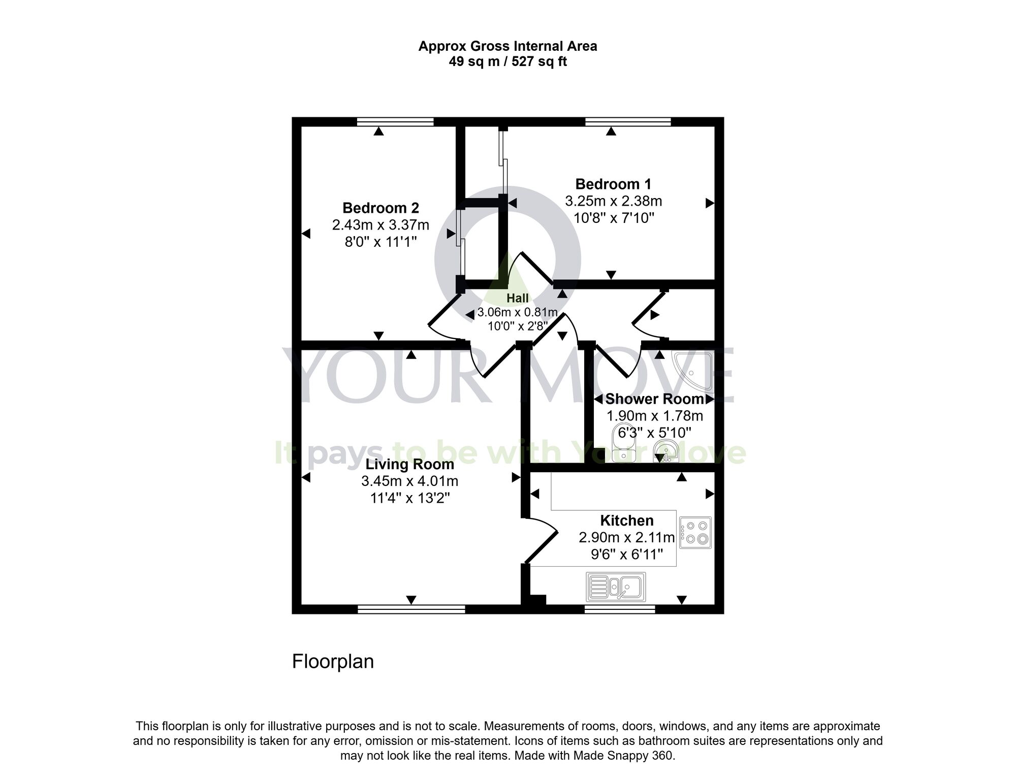 Floorplan of 2 bedroom Flat for sale, Park Road, Hamilton, South Lanarkshire, ML3