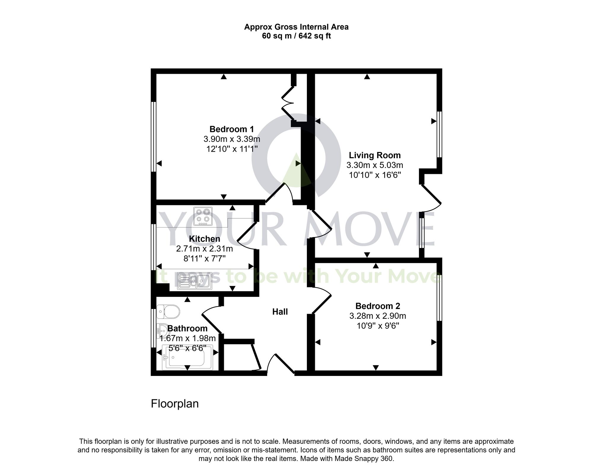 Floorplan of 2 bedroom Flat for sale, Somerville Drive, East Kilbride, South Lanarkshire, G75