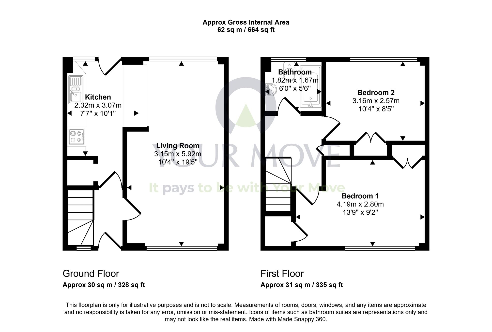 Floorplan of 2 bedroom Semi Detached House for sale, Rosevale Crescent, Hamilton, South Lanarkshire, ML3